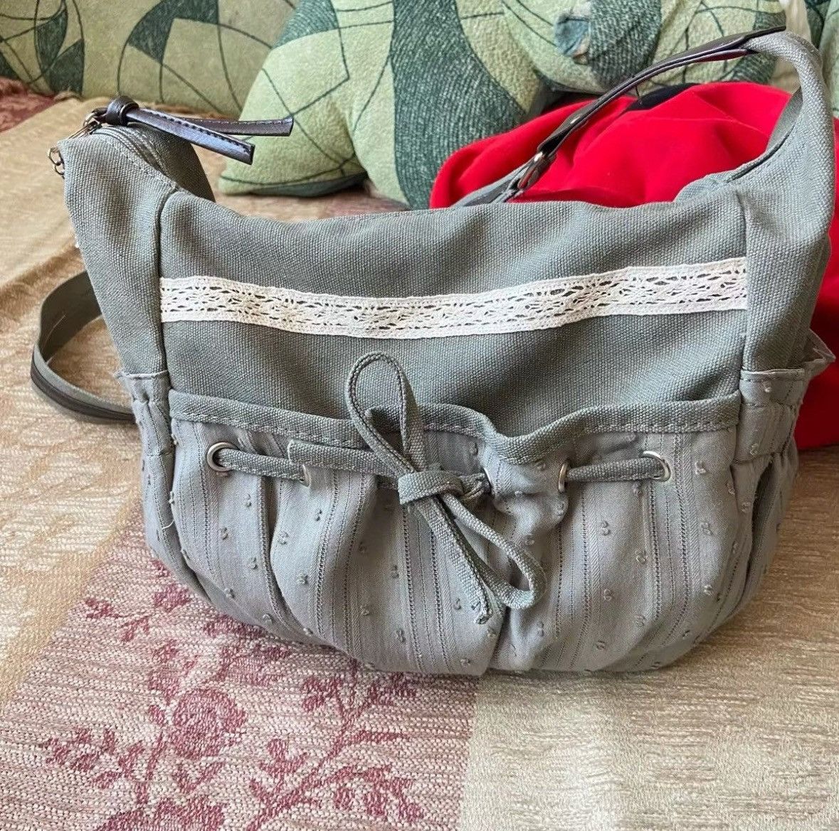 Designer × Vintage Drawstring Bow Canvas Shoulder Bag Size ONE SIZE - 6 Thumbnail