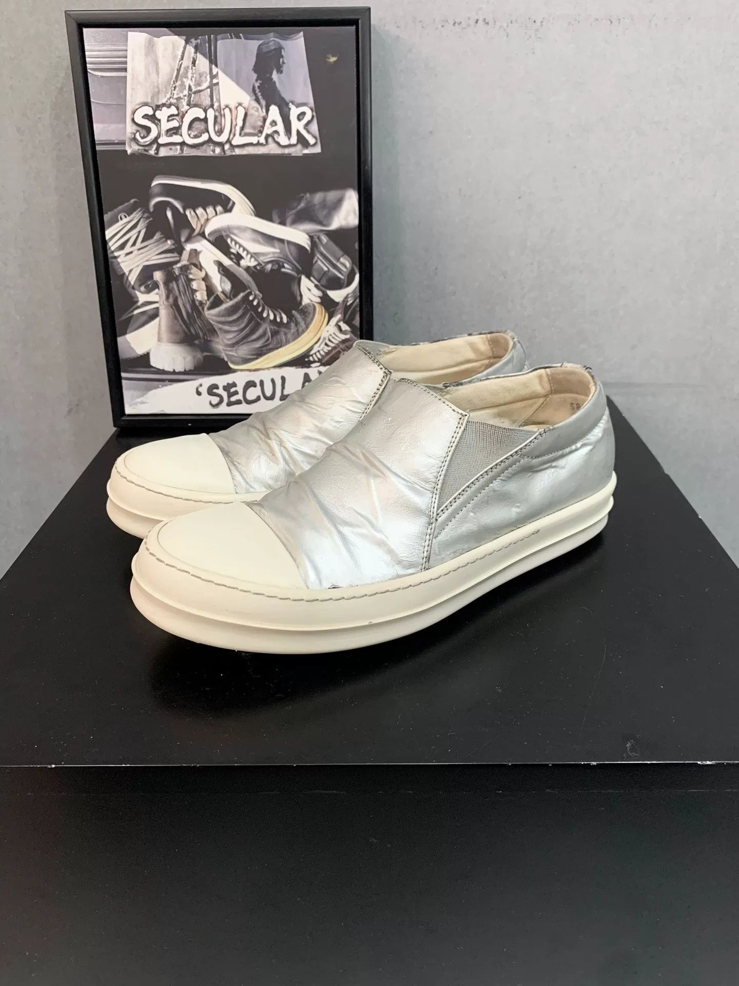 Rick Owens Drkshdw Rick Owens Silver Slip-On Sneakers Size US 7 / EU 40 - 1 Thumbnail