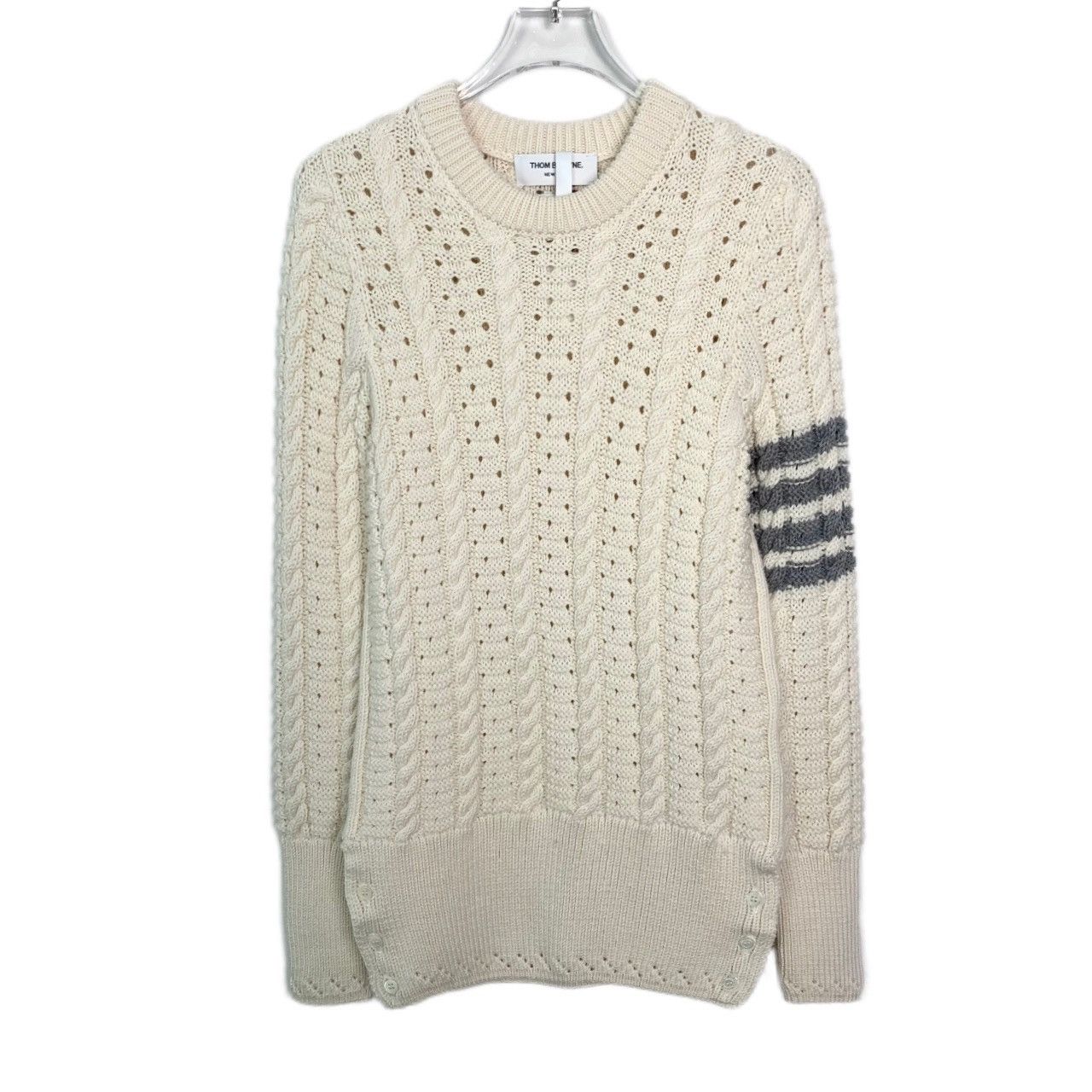 Thom Browne Thom Browne Off-white Cotton Long Sleeve Knit Sweater K26WX Size S / US 4 / IT 40 - 1 Thumbnail