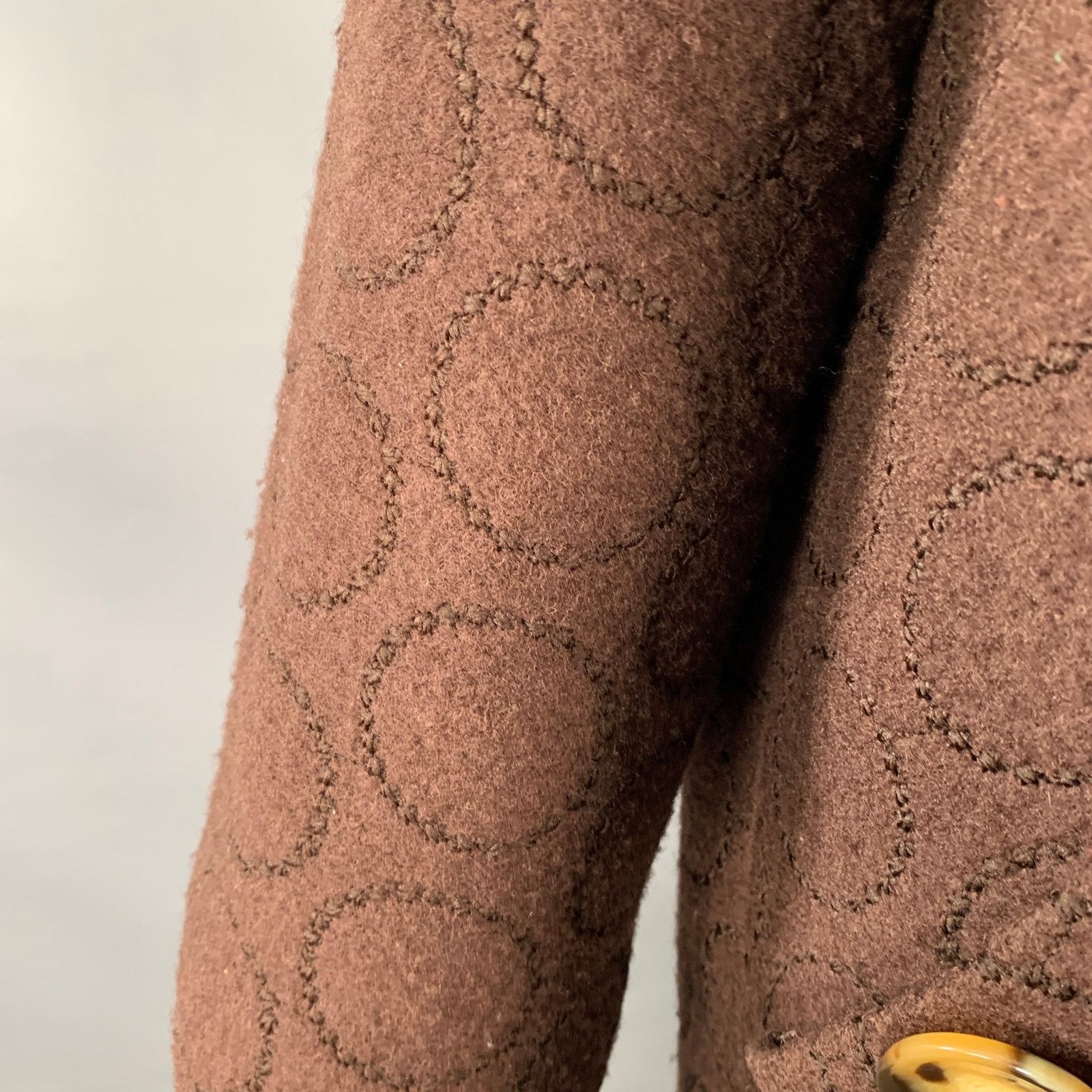 Other LIZ LOGIE Brown Wool Blend Embroidered Circles Raglan Jacket Size M / US 6-8 / IT 42-44 - 8 Thumbnail