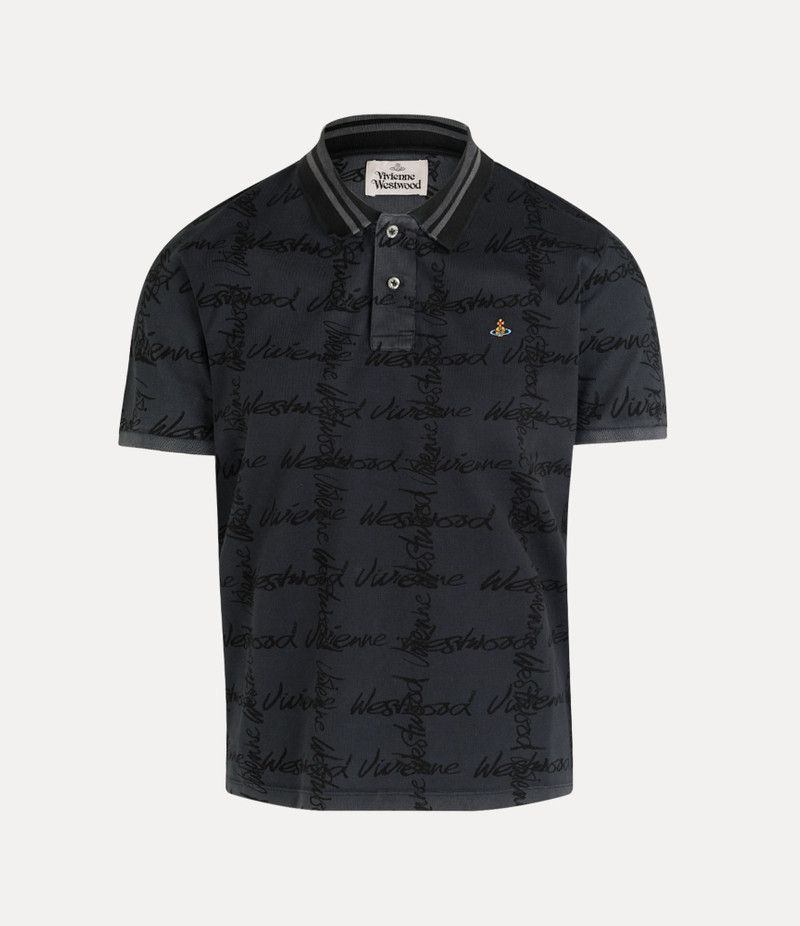 Vivienne Westwood o1f1d3z0426 All-over Monogram Logo Polo Shirt in Black Size US M / EU 48-50 / 2 - 1 Thumbnail