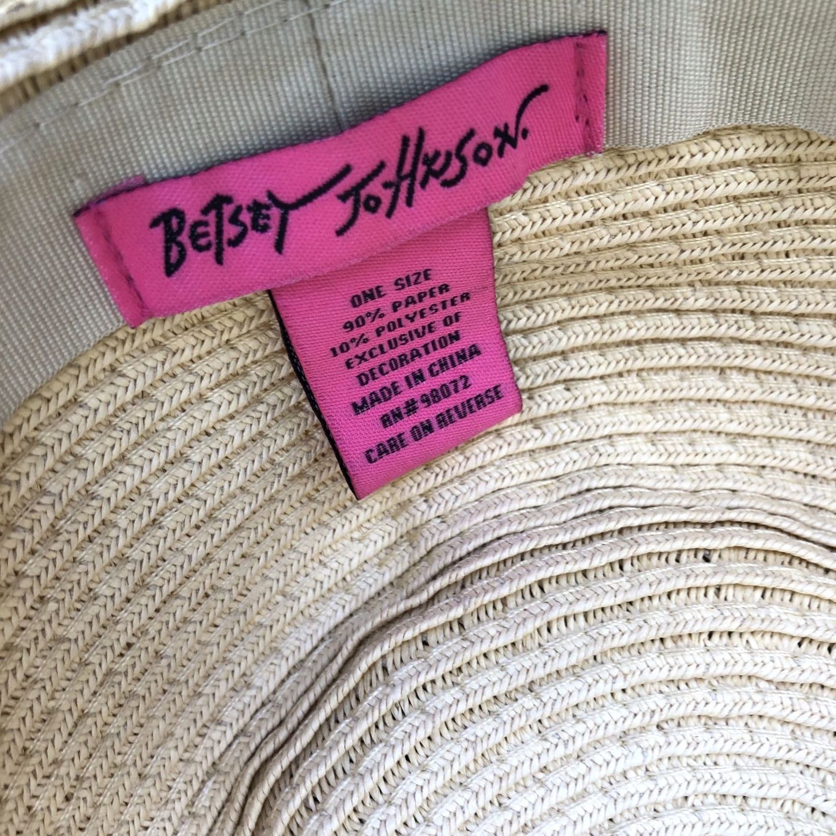 Betsey Johnson BETSEY JOHNSON Sun Hat Women's One Size Fedora Paper Flamingo Beige Tropical Floppy Hat Size ONE SIZE - 5 Thumbnail