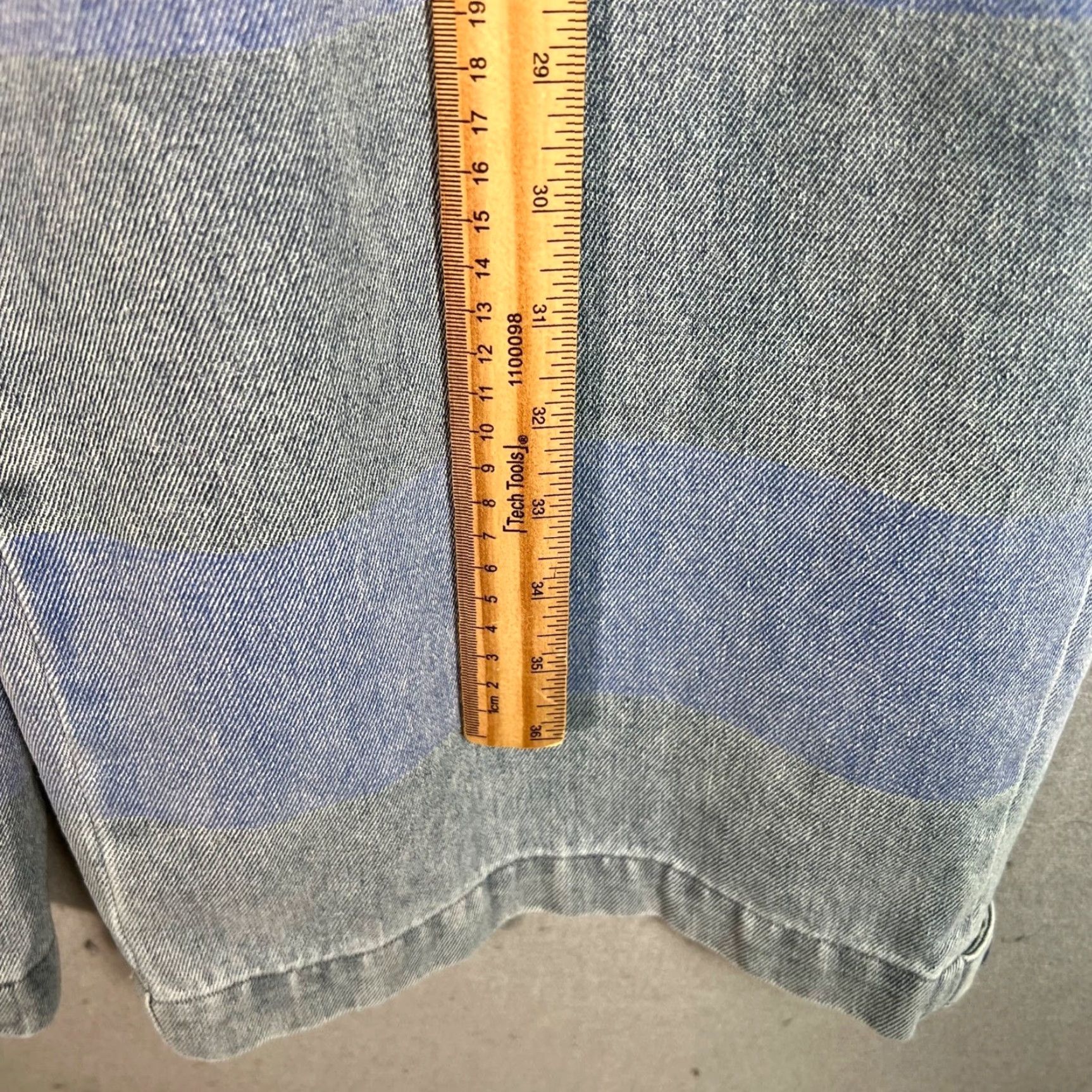 Vintage Faffatt Womens Blue & Gray Size 30 Striped High-Waist Wide-Leg Cotton Pants Size 30" / US 8 / IT 44 - 7 Thumbnail