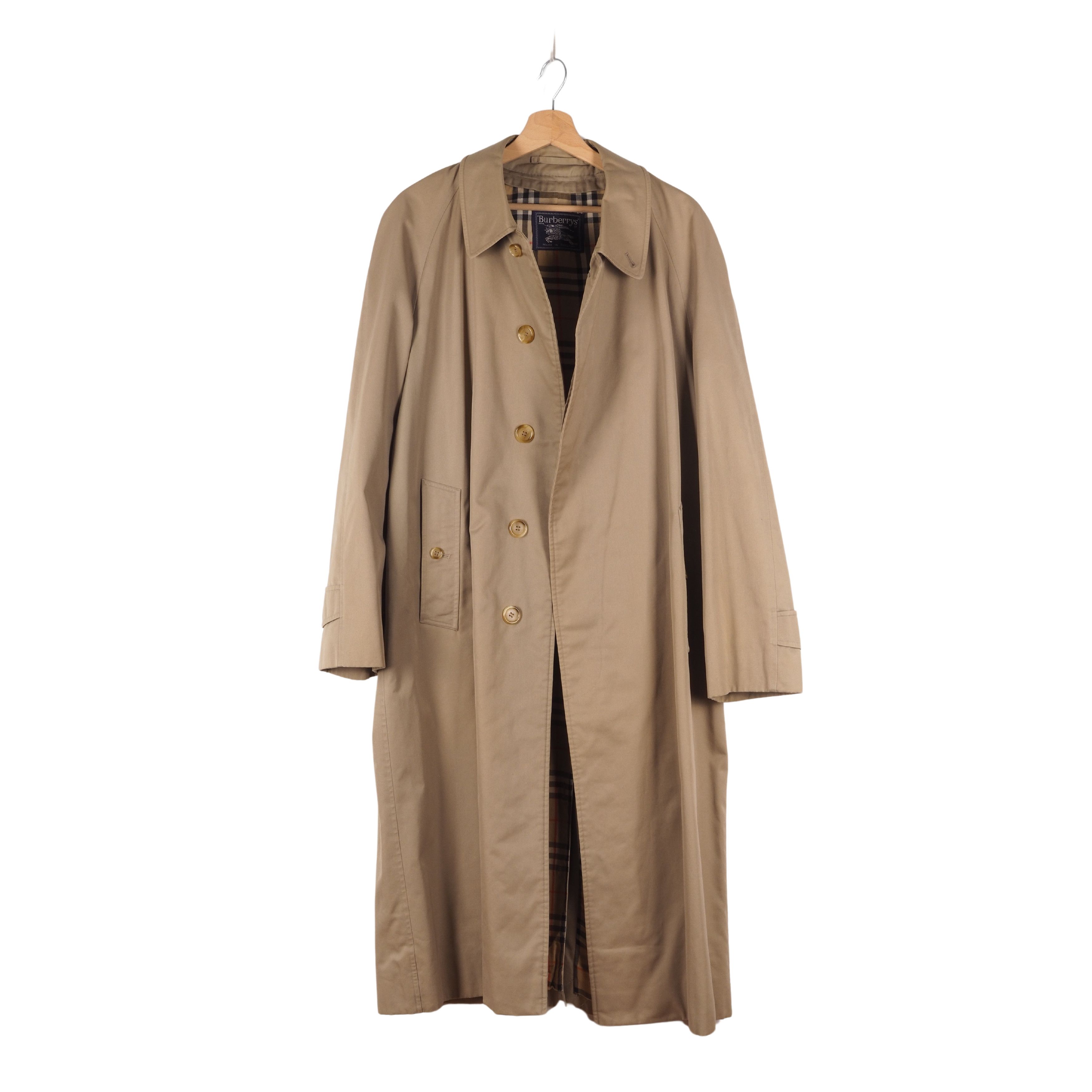 image of Burberry's Vintage Men Beige Mac Trench Coat Jacket (Size Large)