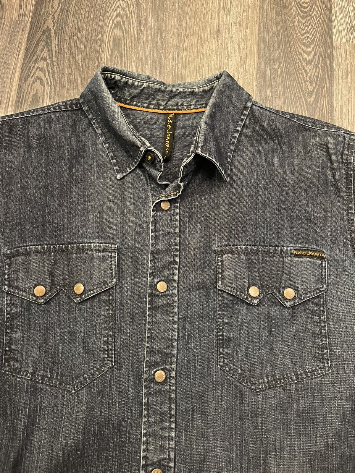 Nudie Jeans Nudie Jeans Black Denim Western Shirt – Size L Size US L / EU 52-54 / 3 - 1 Thumbnail