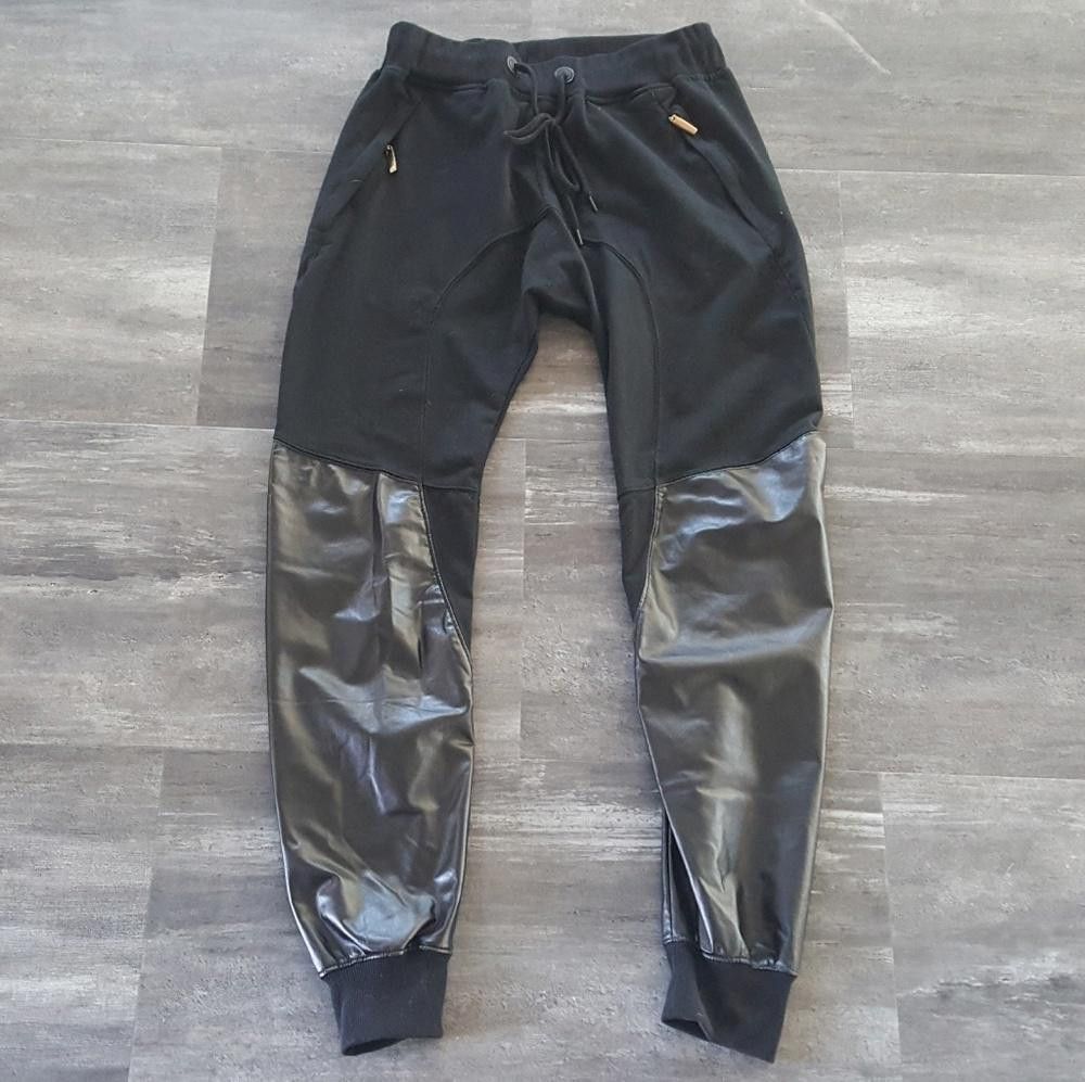 American Stitch Black Leather Detailed American Stitch Sweats Size 28" / US 6 / IT 42 - 1 Thumbnail