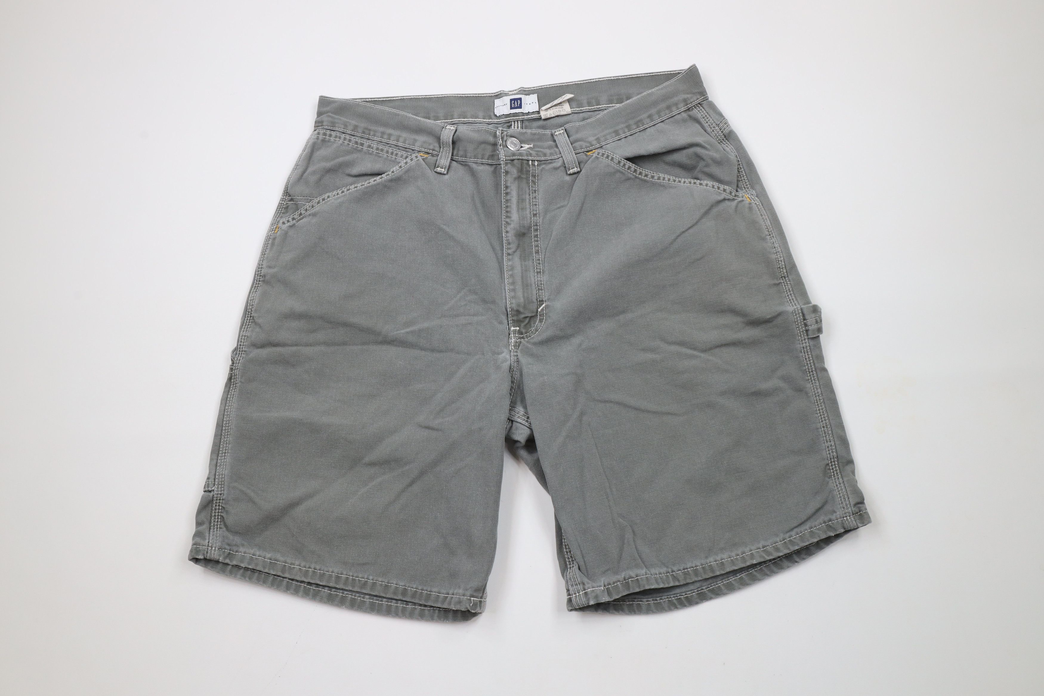 Gap × Vintage Vintage Y2K 2001 Gap Above Knee Dungaree Shorts Gray Cotton Size US 35 - 1 Thumbnail