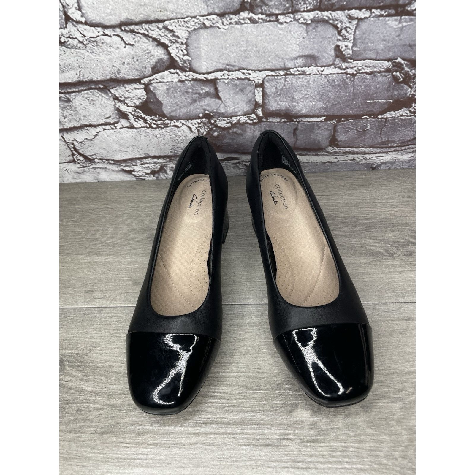 Clarks Clarks Marilyn Black Leather Patent Cap Toe Pump Heels Shoes Size US 8 / IT 38 - 2 Thumbnail