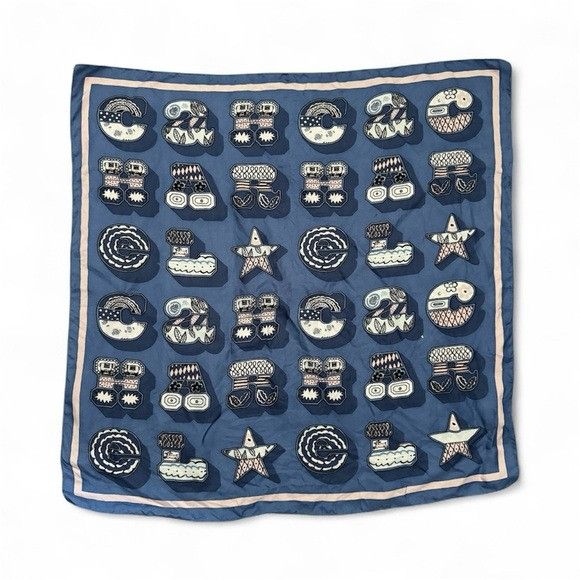 Other Blue Letters Patterned Square Scarf Size ONE SIZE - 1 Thumbnail