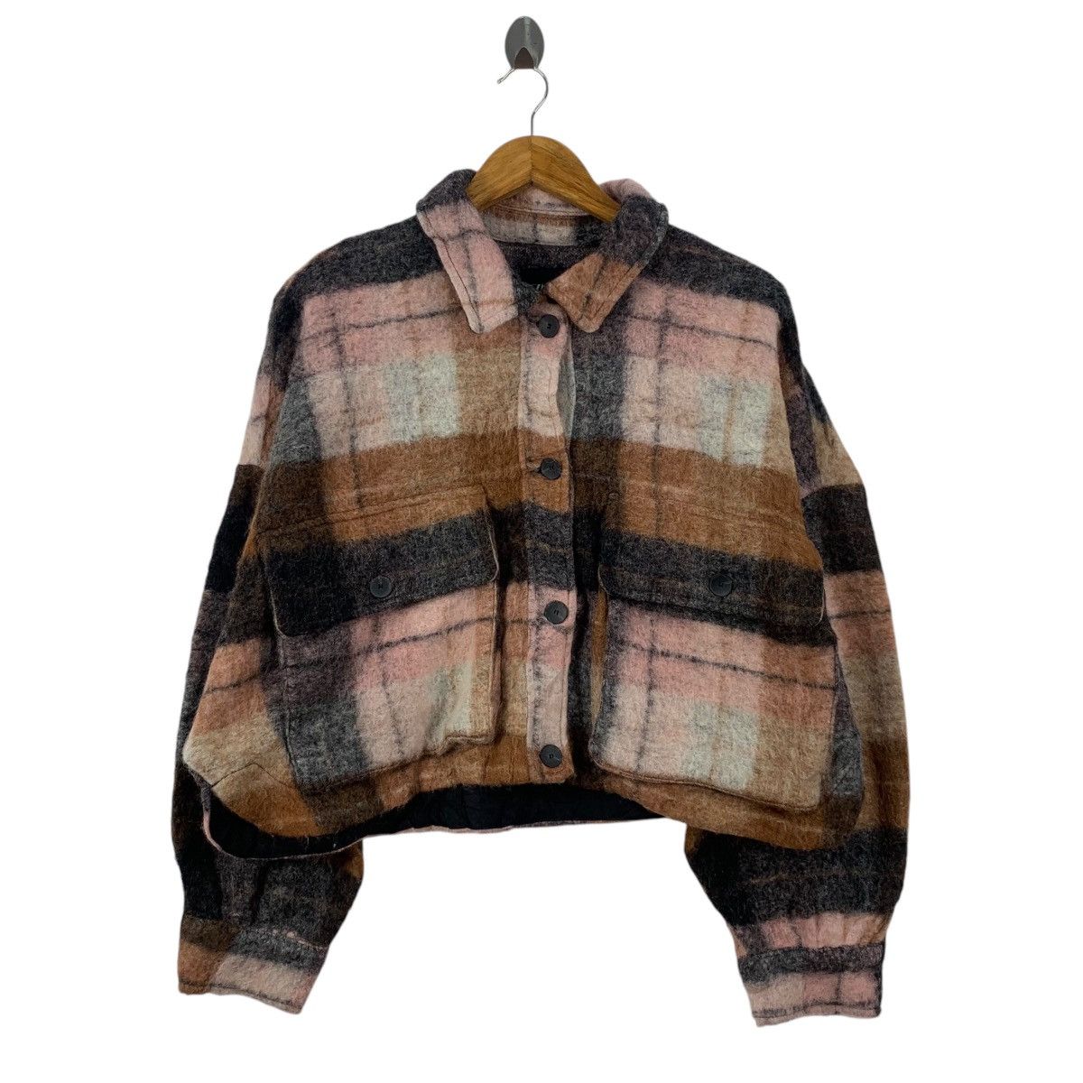 Zara ZARA Casualwear Designer Checkered Wool Crop Sweater Jacket Size L / US 10 / IT 46 - 1 Thumbnail