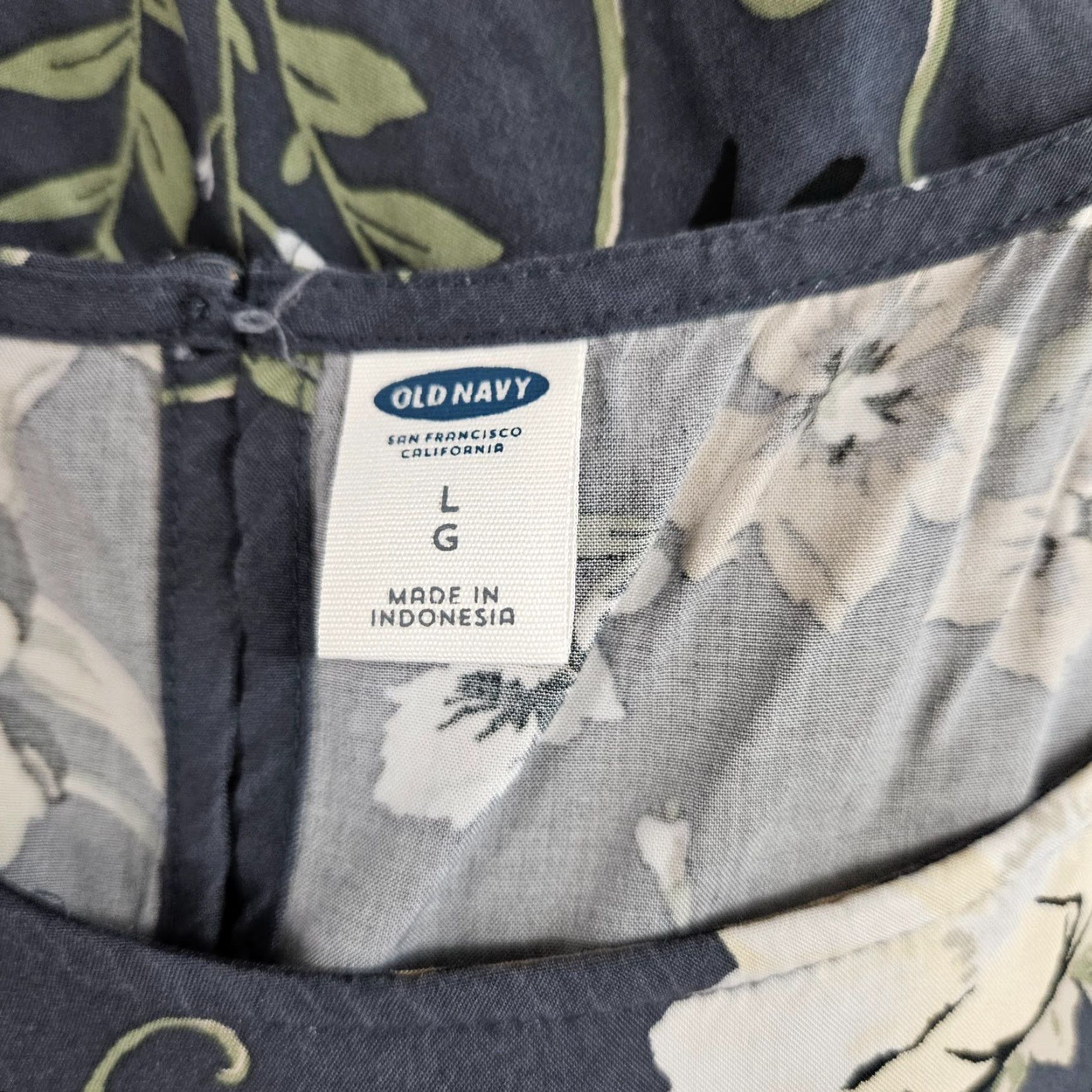 Old Navy Old Navy Womens Dress Large Gray White Floral 3/4 Sleeve Rayon Shift Size L / US 10 / IT 46 - 6 Thumbnail