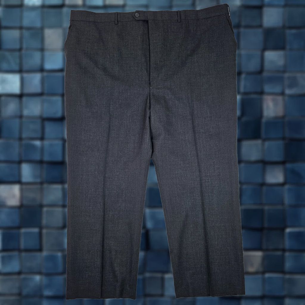 Stafford Stafford Dress Mens 48 Gray Worsted Wool Flat Front Straight Pants Men Fits 48x28 Size US 32 / EU 48 - 1 Thumbnail