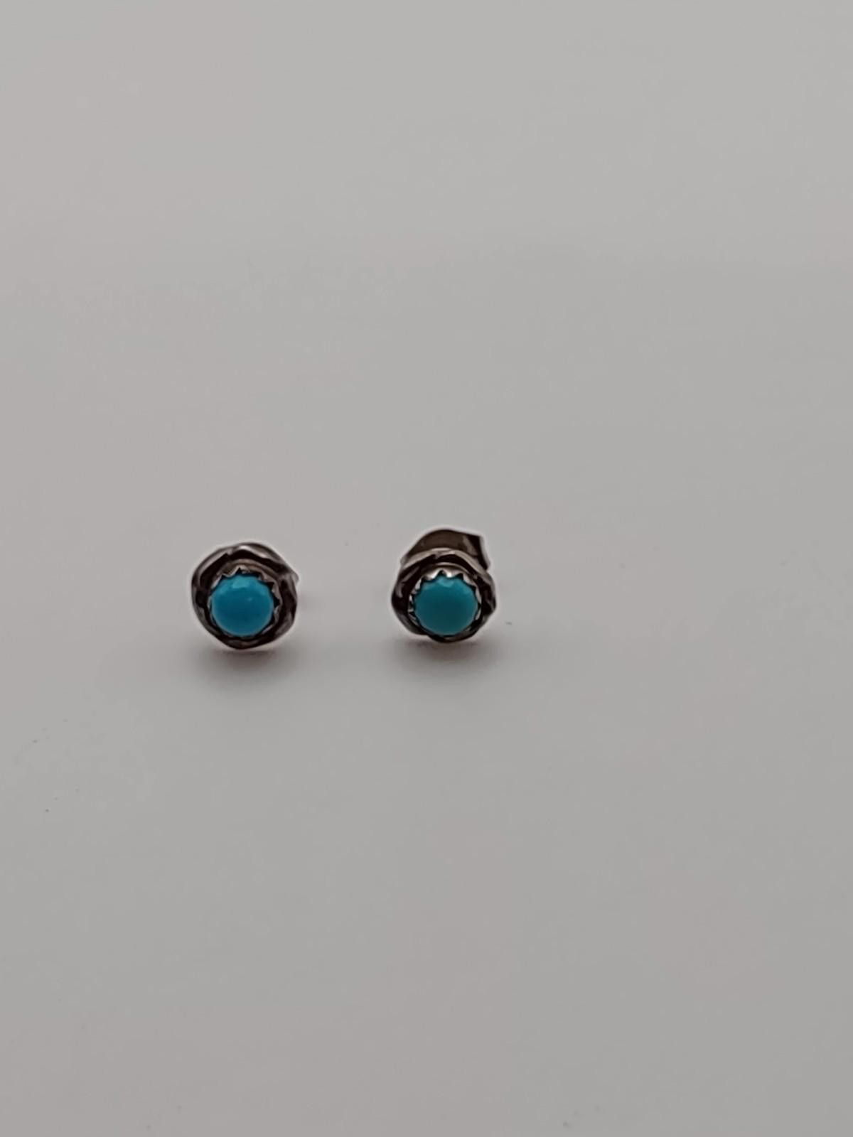 The Unbranded Brand Sterling Silver Turquoise Color Stud Earrings Petite 925 Size ONE SIZE - 1 Thumbnail
