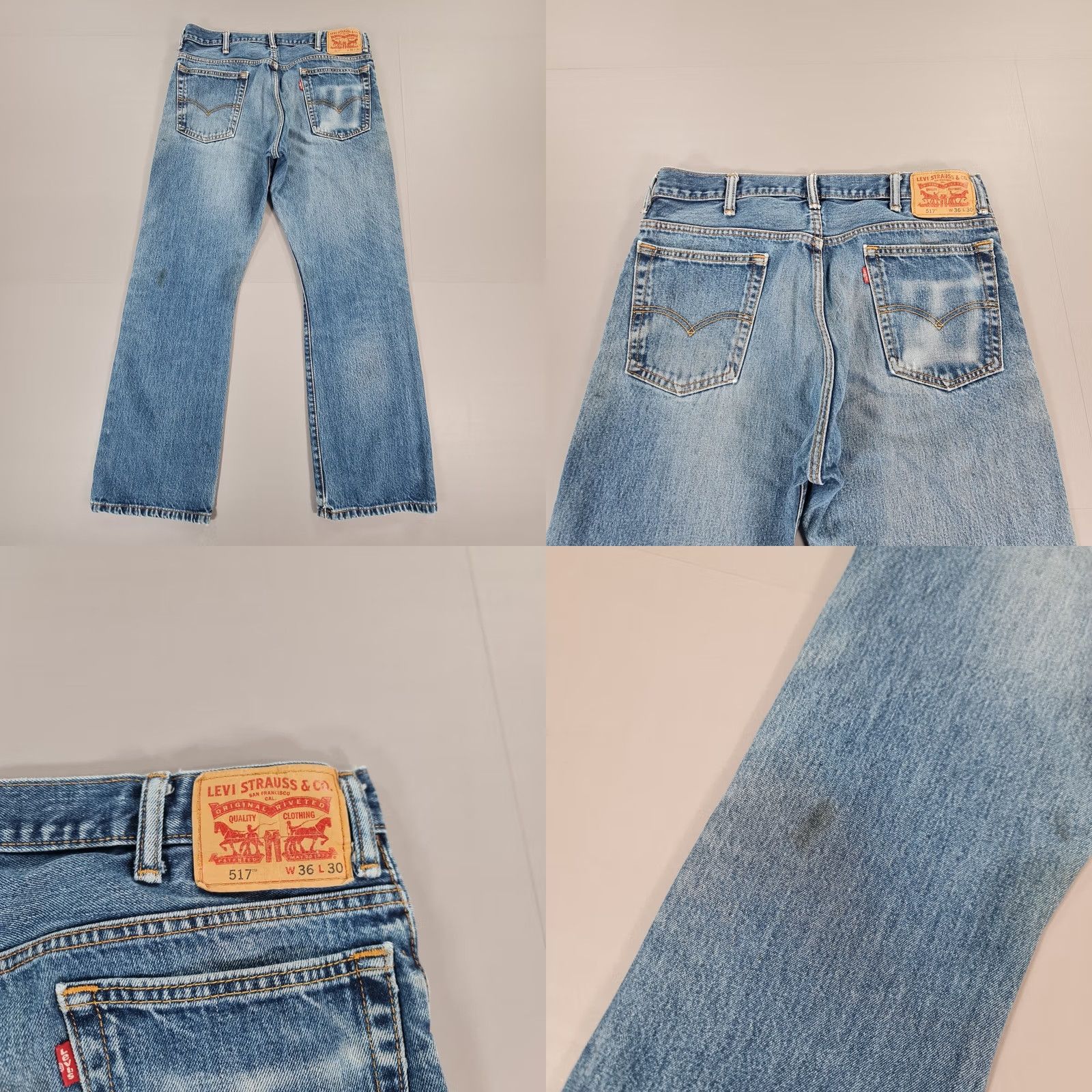 Levi's Levi's 517 Jeans Mens Blue W36 L30 Bootcut Zip Fly 5-Pocket Denim Regular Cotton Jeans Mens Blue Size US 36 / EU 52 - 8 Thumbnail