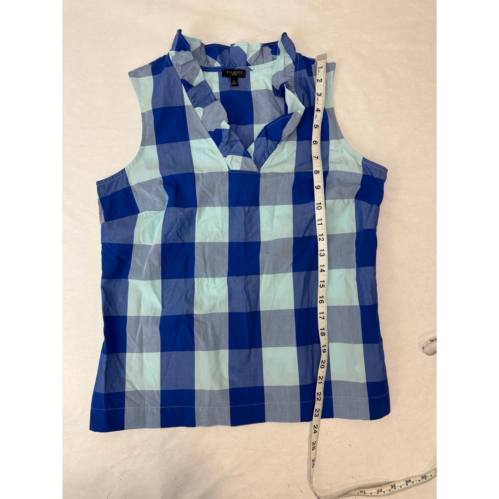 Other Talbots Women's Ruffle Blouse Plaid Blue Bold Size Small Size S / US 4 / IT 40 - 3 Thumbnail