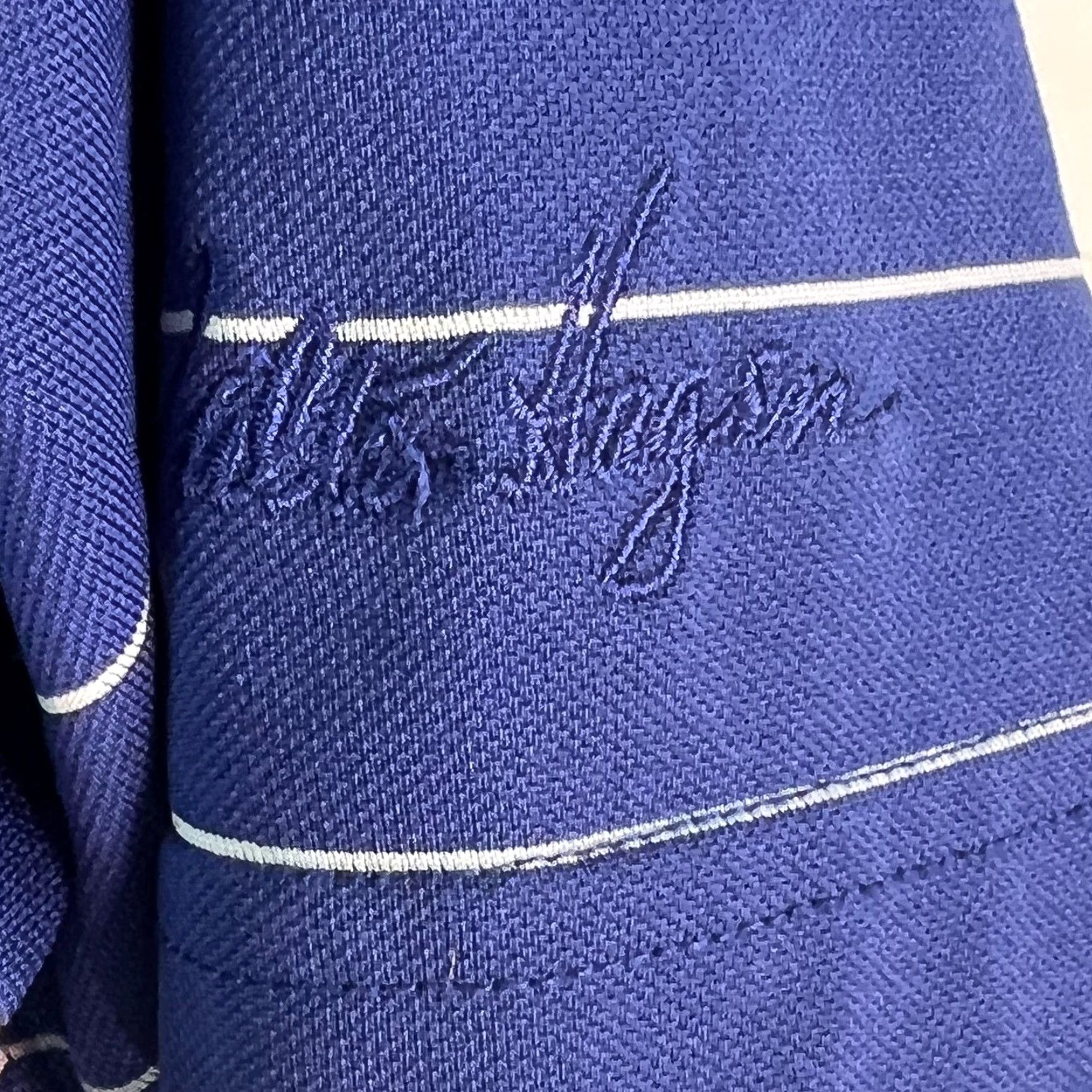 Vintage Walter Hagen Polo Shirt Striped Blue Polo M Mens Shirt Short Sleeve Pullover Collared Casual Classic Knit Polyester 100% Buttonless? Size US M / EU 48-50 / 2 - 4 Thumbnail