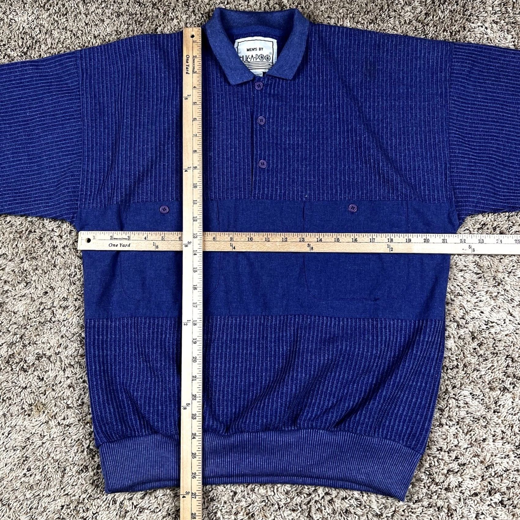 Vintage VINTAGE Hukapoo Polo Shirt Mens Medium Blue 90s Knit Pullover Collared Long Sleeve Button Top Size US M / EU 48-50 / 2 - 7 Thumbnail