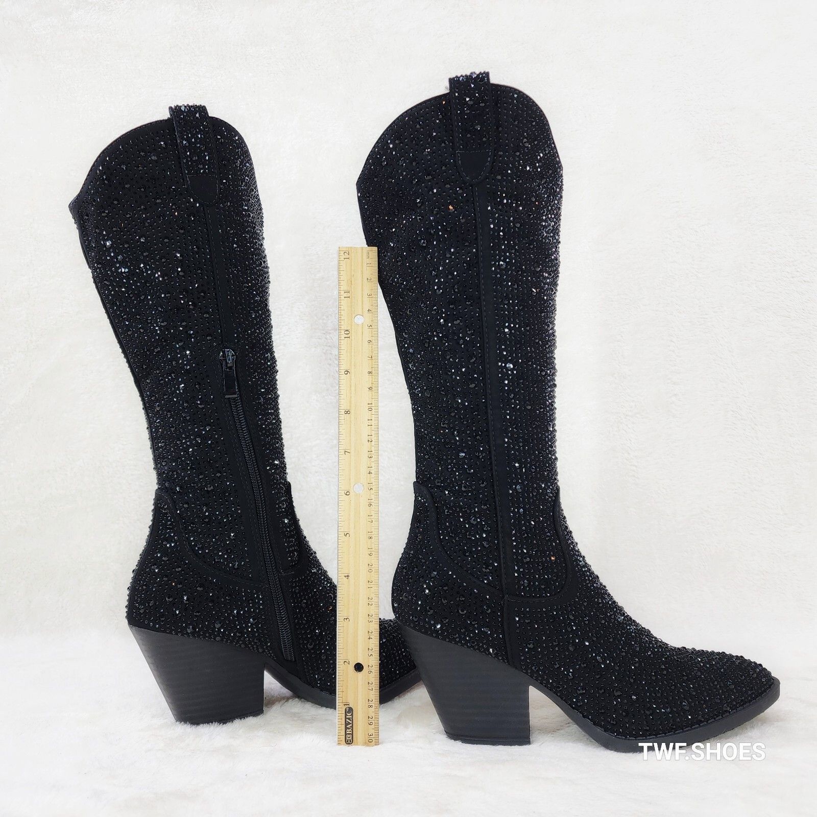 Other Wild One Glamour Black Rhinestone Glam Glitter Country Weste Size US 7.5 / IT 37.5 - 5 Thumbnail