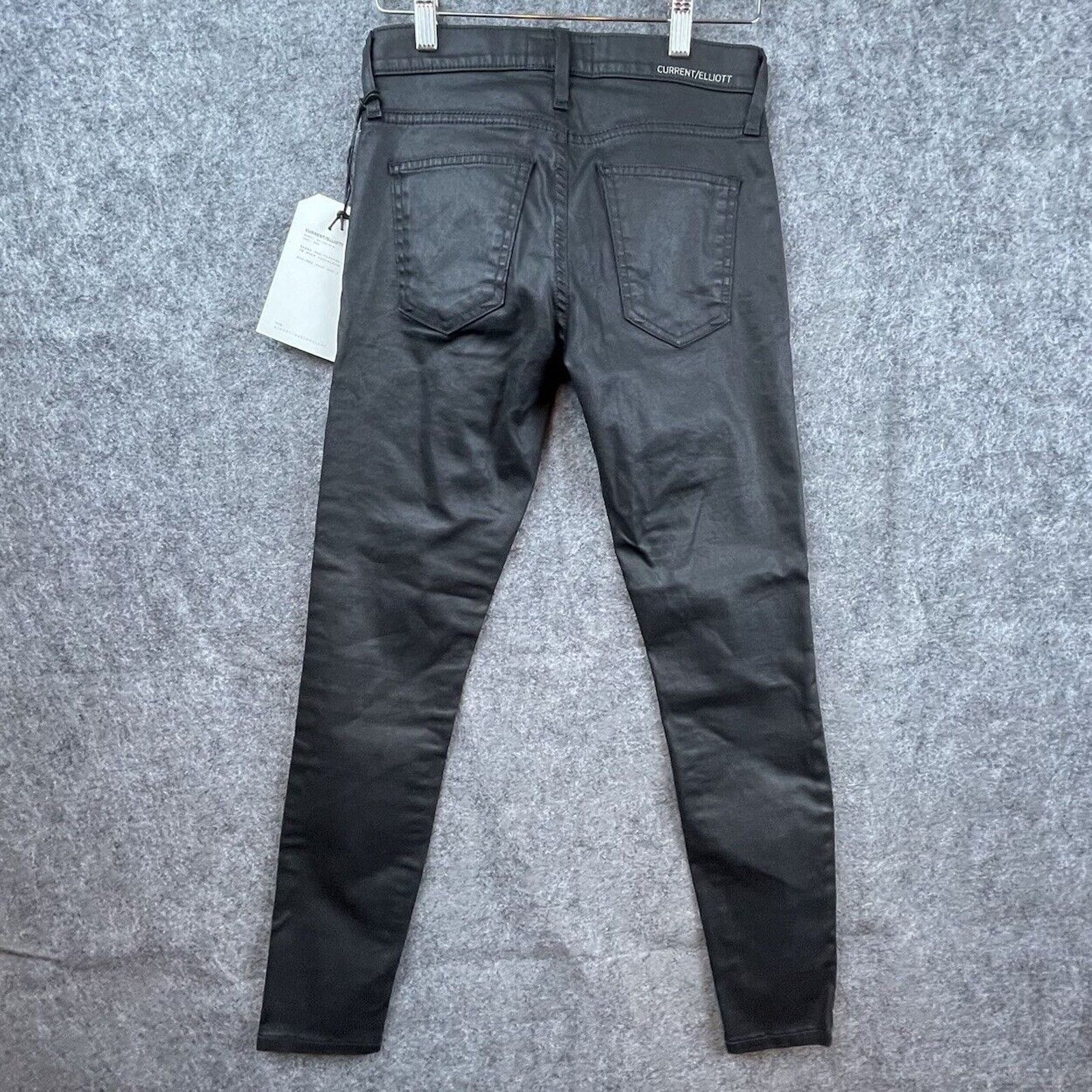 Current/Elliot Current Elliott Pants Womens 25 Black Coated Jeans Stiletto Size 25" / US 0 / IT 36 - 2 Thumbnail