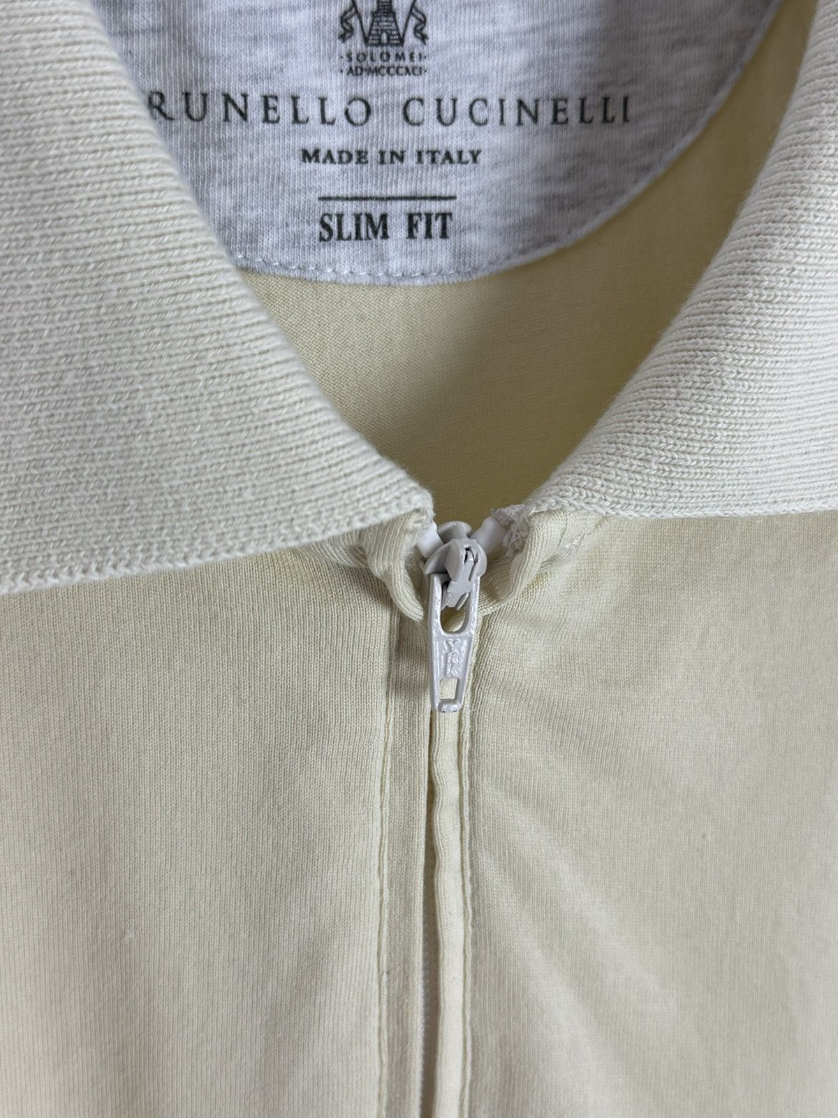 Brunello Cucinelli Brunello Cucinelli Cotton Light Yellow Zipper Polo T-Shirt Size US M / EU 48-50 / 2 - 5 Thumbnail
