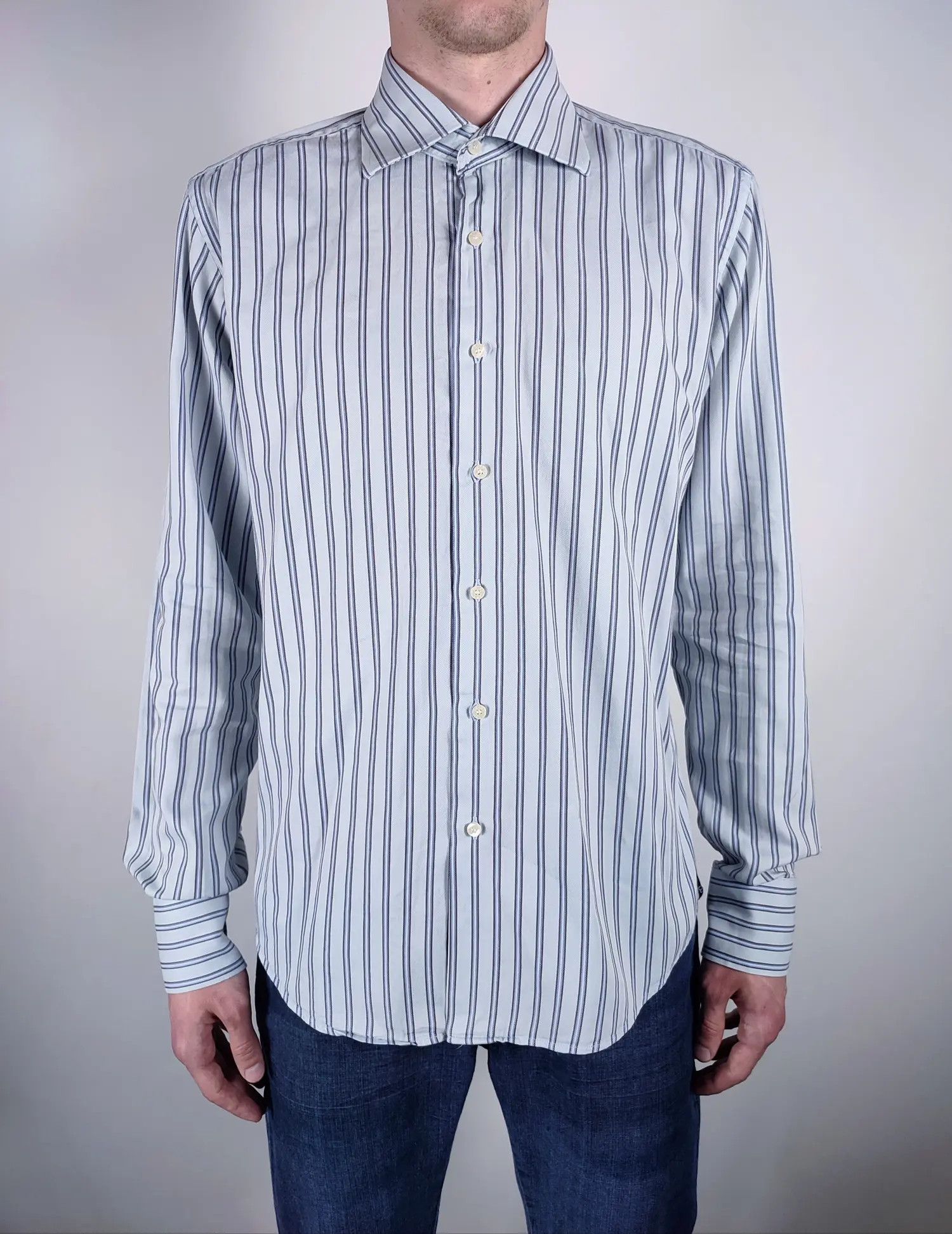 Balenciaga Balenciaga BB logo stripe vintage shirt Size US L / EU 52-54 / 3 - 3 Thumbnail