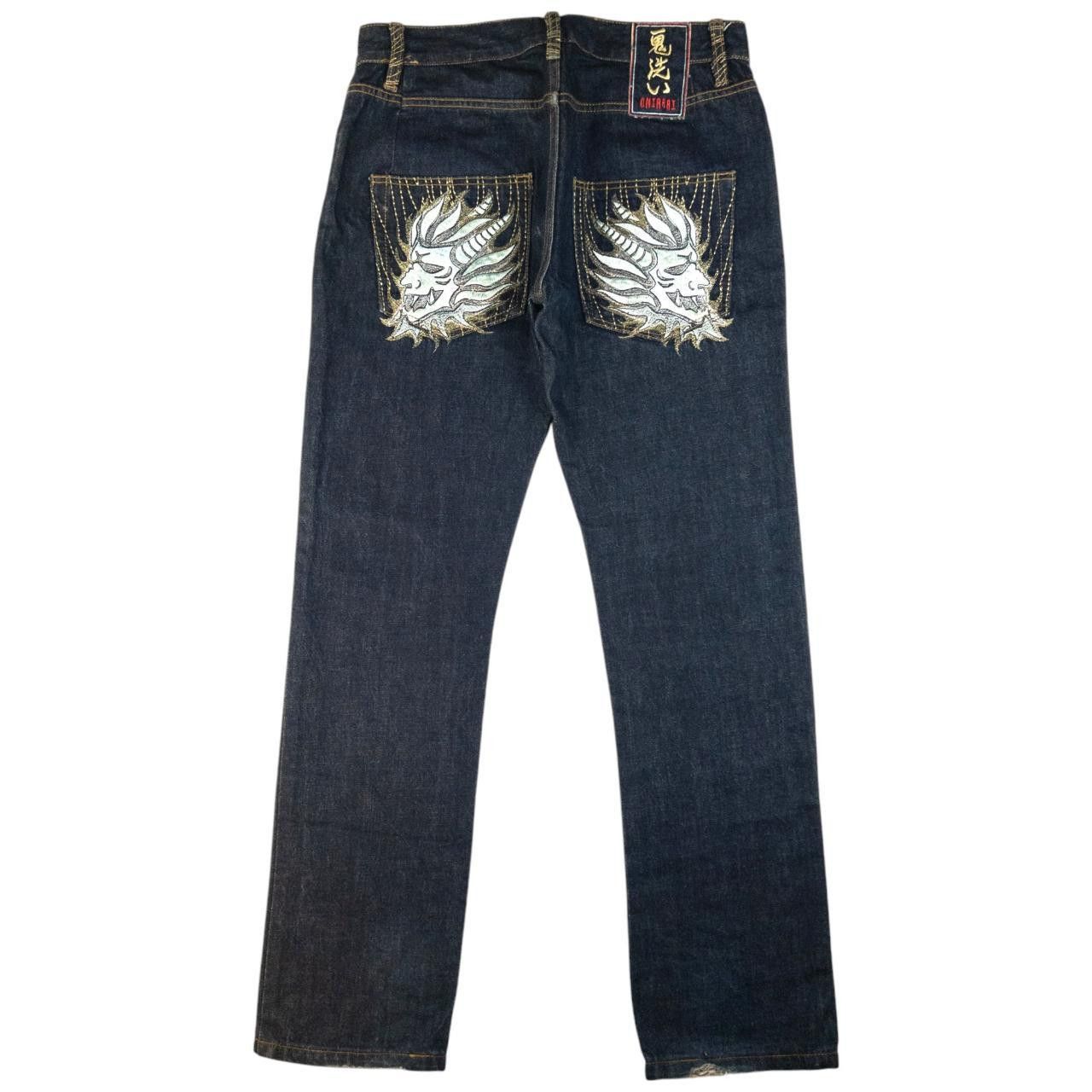 Other Vintage Oniarai Embroidered Devil Japanese Denim Jeans W32 Size US 32 / EU 48 - 2 Thumbnail