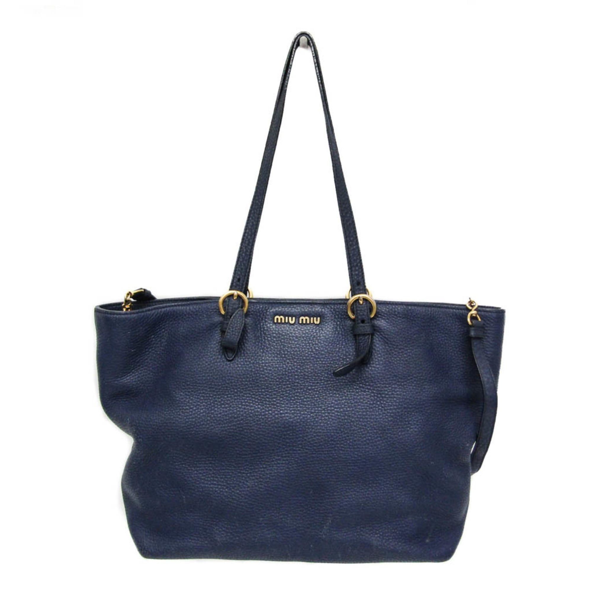Miu Miu Miu Miu Women's Leather Shoulder Bag,Tote Bag Navy Size ONE SIZE - 1 Thumbnail