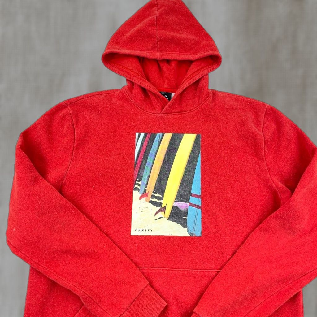 Oakley VINTAGE Oakley Hoodie Men M Red Logo Graphic Print Surf Streetwear Hooded Sweatshirt Size US M / EU 48-50 / 2 - 1 Thumbnail
