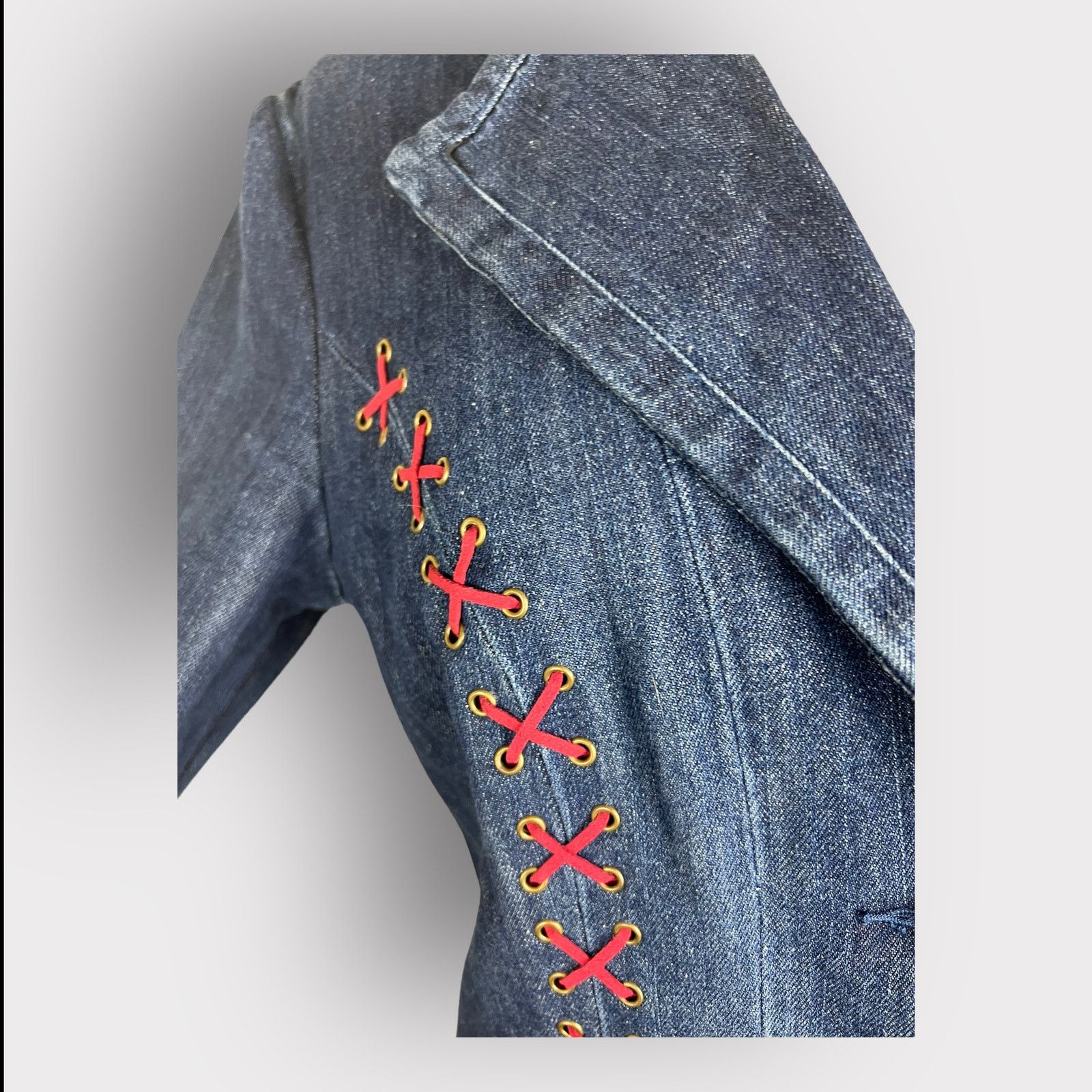 Vintage DStudio | Y2K Vintage Denim Jacket Lace Up | 8 Size M / US 6-8 / IT 42-44 - 6 Thumbnail