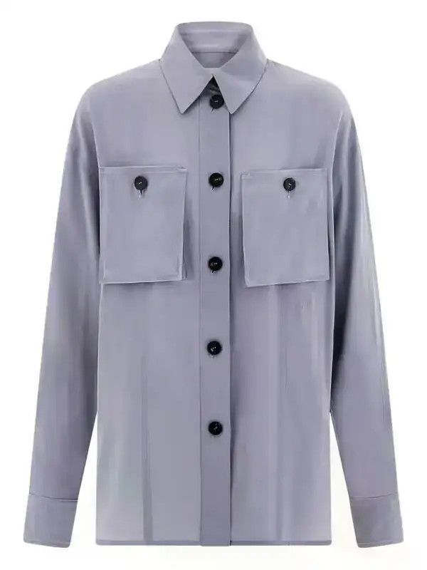 Salvatore Ferragamo o1s1rm0526 Double-pocket Shirt in Grey Size L / US 10 / IT 46 - 1 Thumbnail