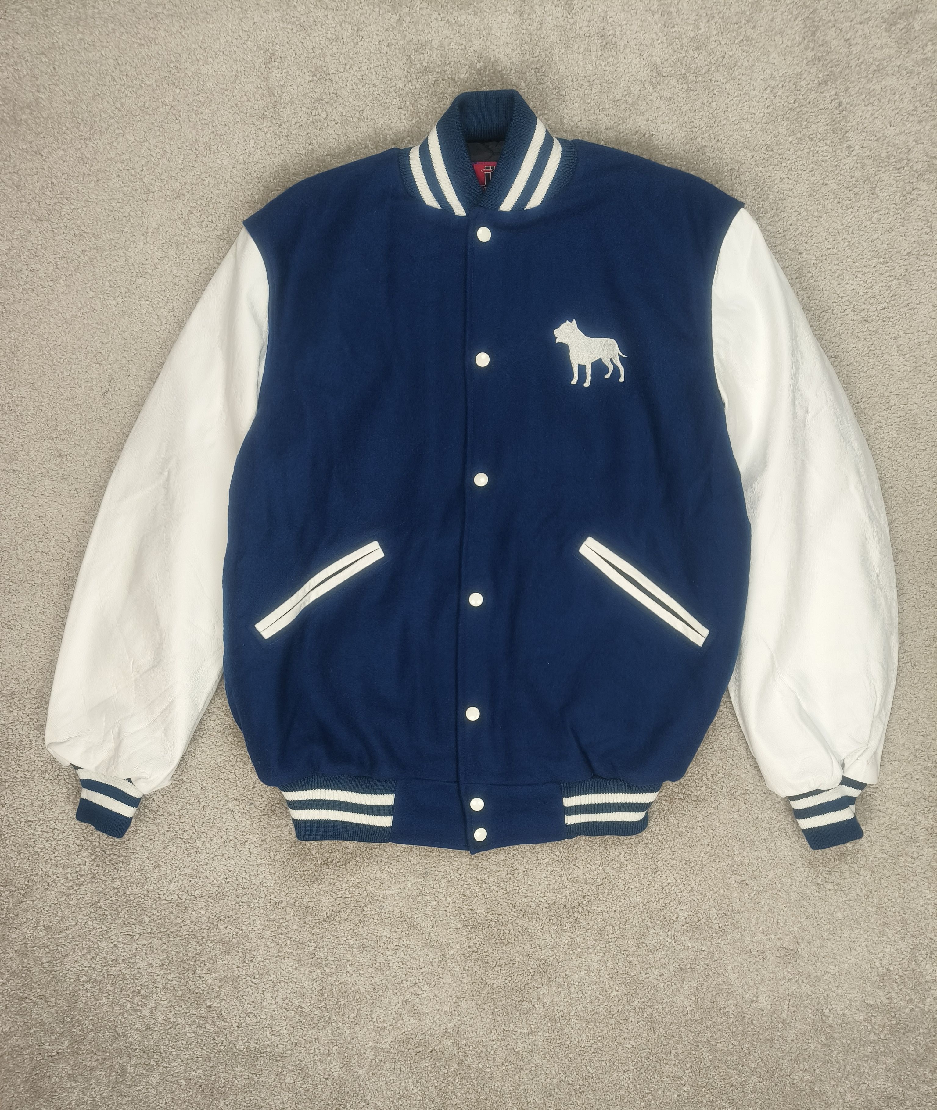 Vintage Heavy Wool Leather Made in USA Varsity Jacket Size US L / EU 52-54 / 3 - 1 Thumbnail