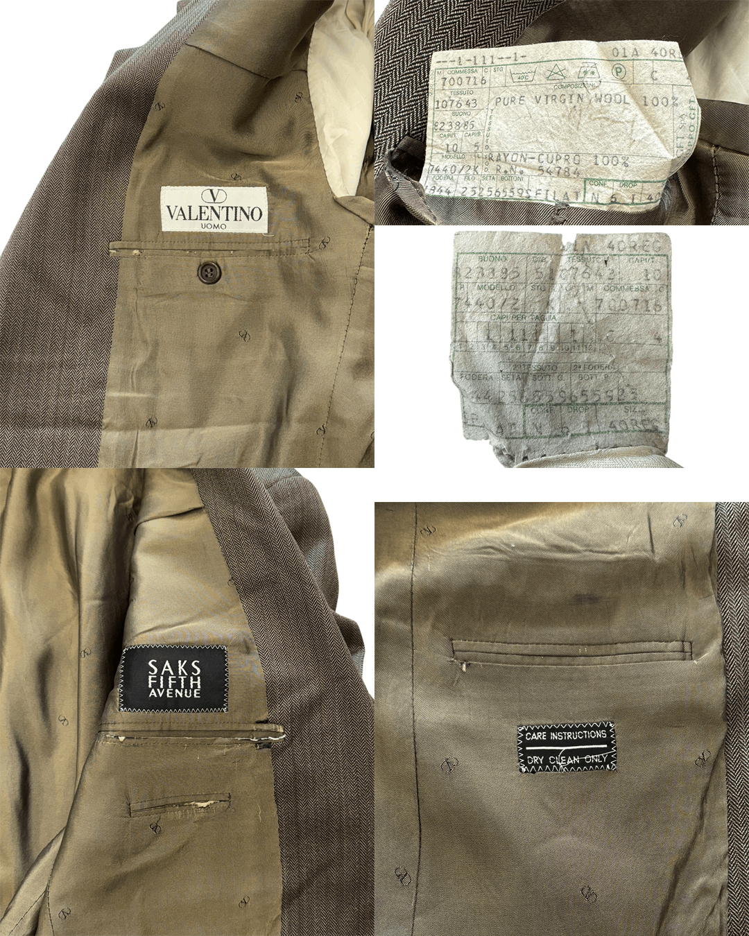 Valentino Valentino Uomo Early 90s Herringbone Suit Set Up Size 40R - 11 Thumbnail