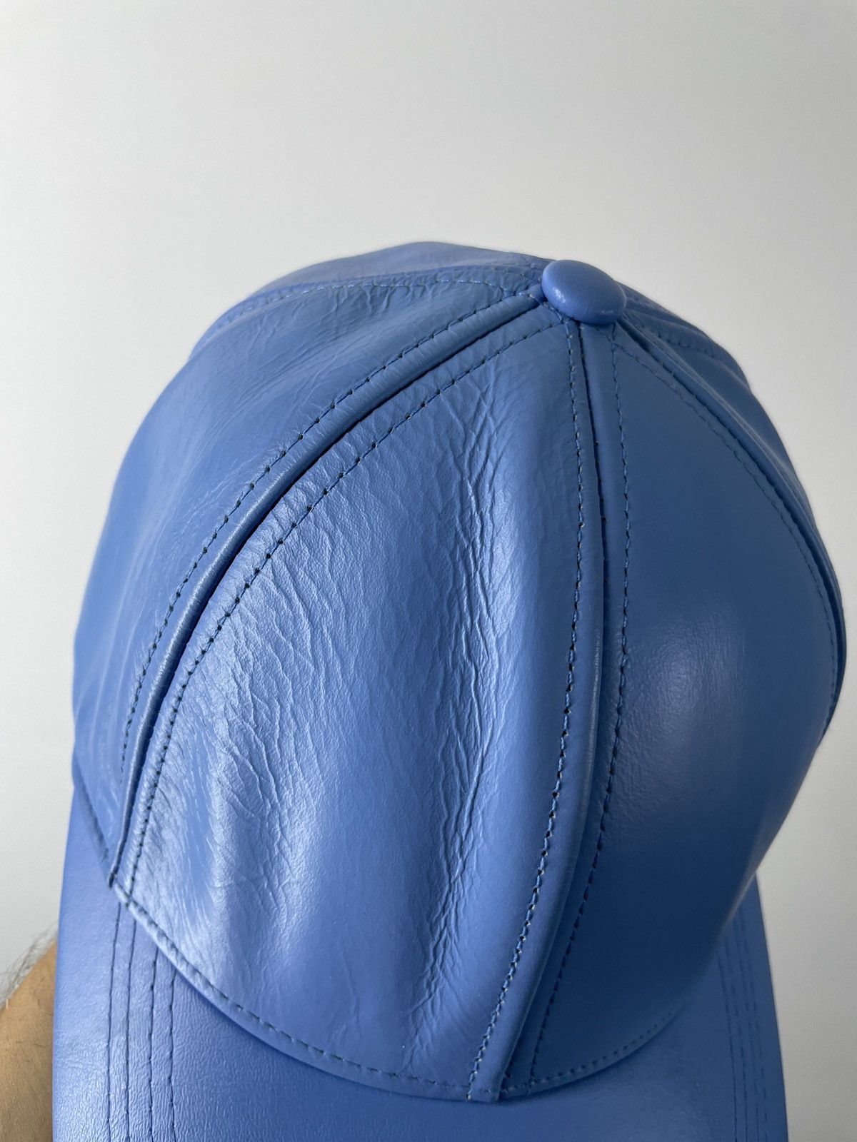 Genuine Leather Genuine Leather Vintage leather cap blue Size ONE SIZE - 4 Thumbnail
