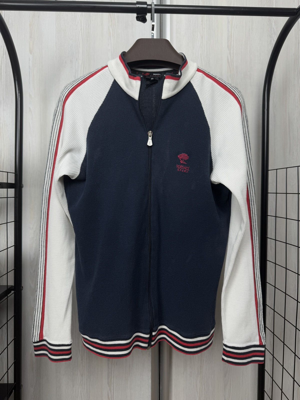 Versace Versace Sport vintage distressed faded full zip sweater Size US XL / EU 56 / 4 - 18 Thumbnail