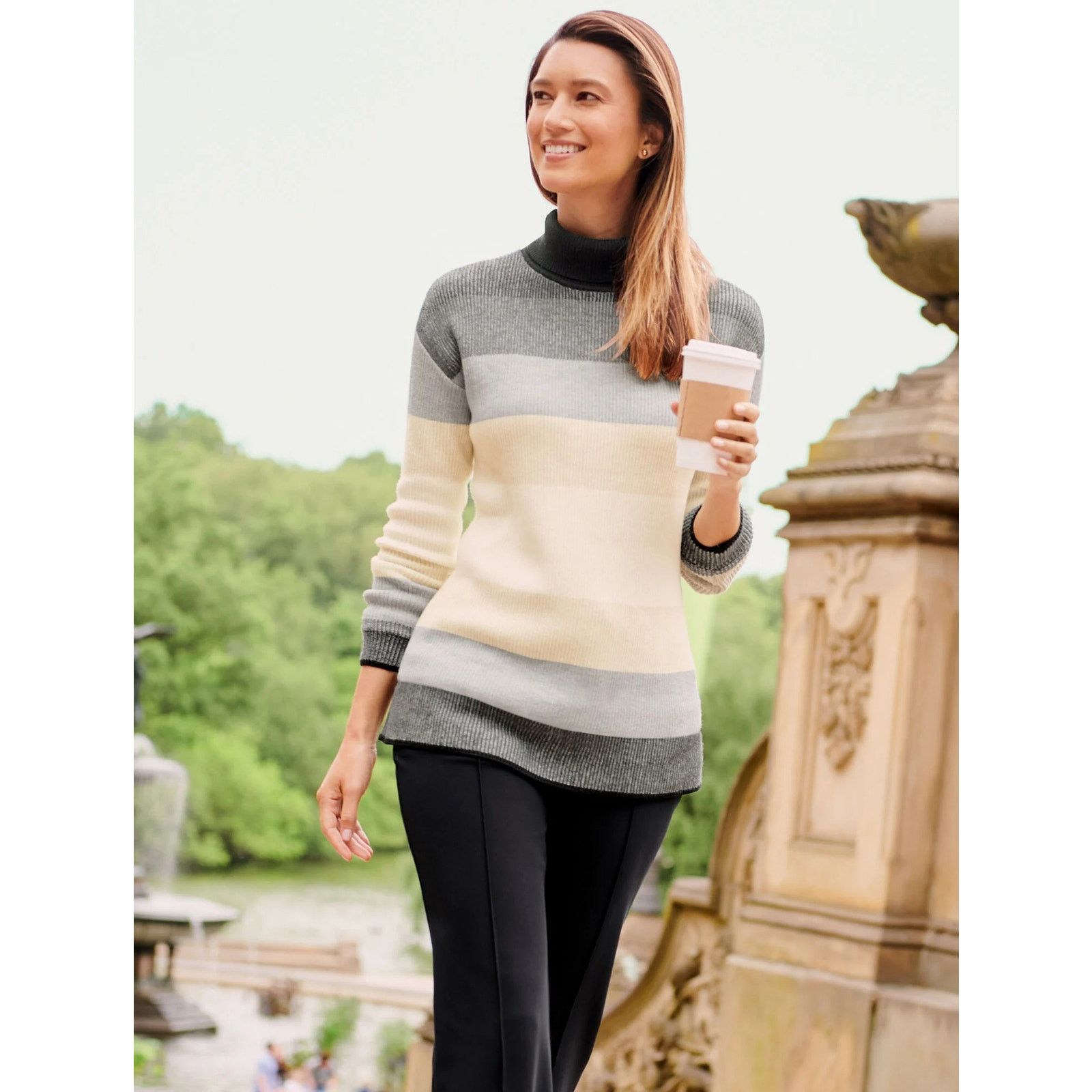 Other Talbots Striped Turtleneck Thermal Sweater Womens XLP Size XL / US 12-14 / IT 48-50 - 8 Thumbnail