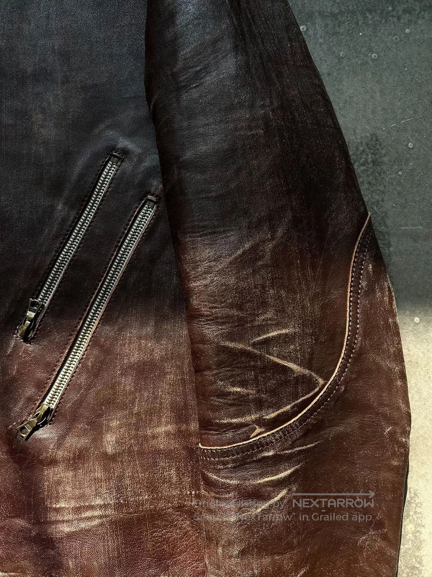 Isaac Sellam Experience distressed leather jacket with four pockets. Size US M / EU 48-50 / 2 - 5 Thumbnail