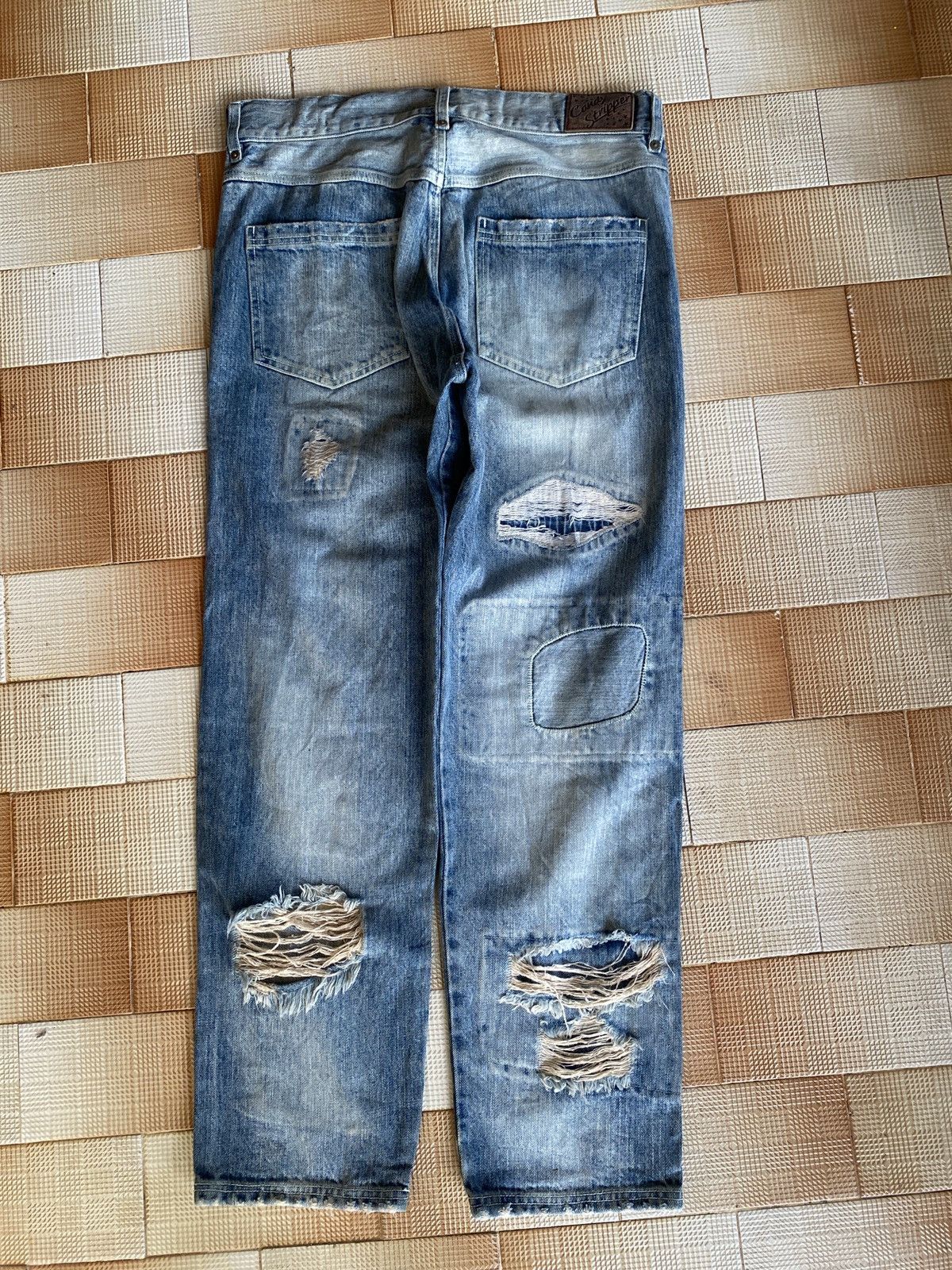 Beauty Beast × PPFM Vintage candy stripper slim cut distressed denim Size US 33 - 4 Thumbnail