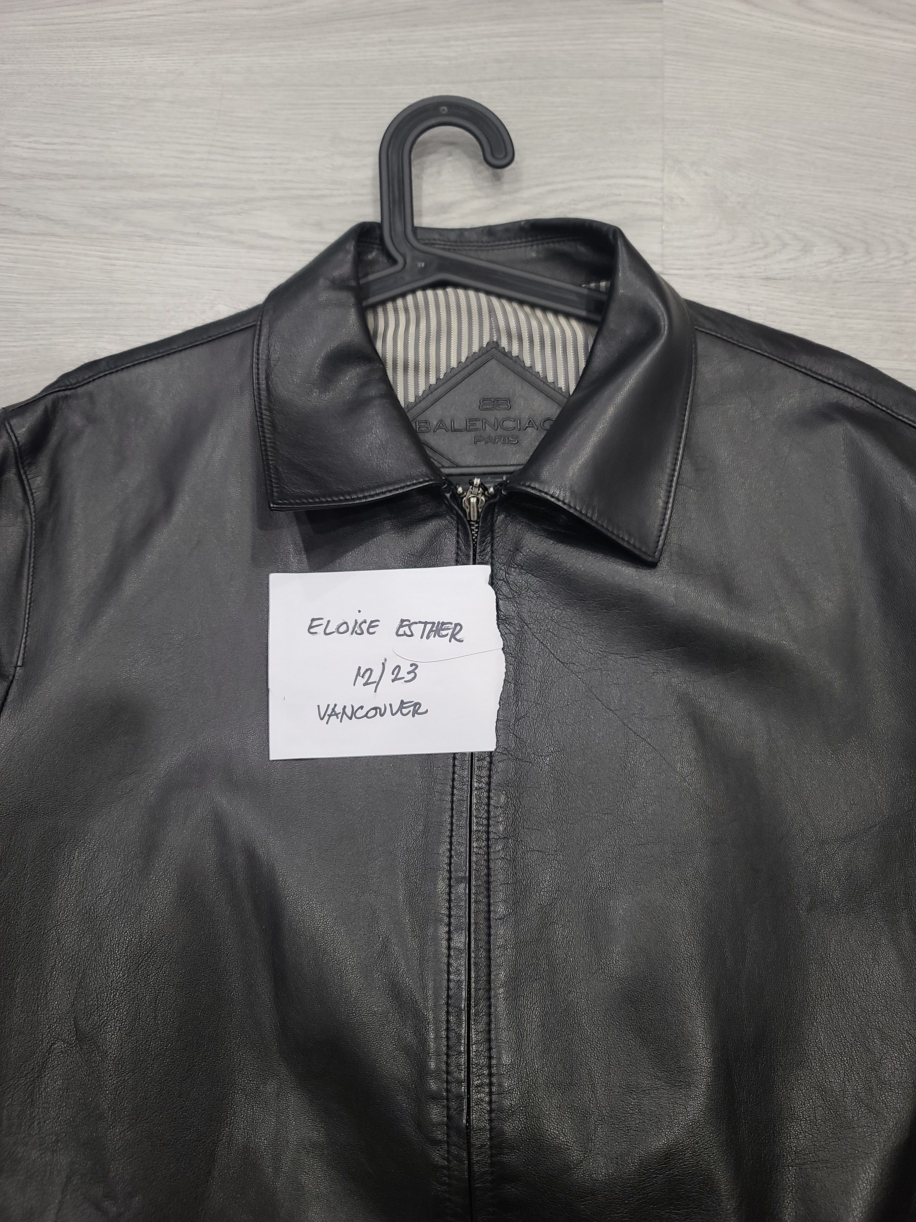 image of Vintage Balenciaga Leather Jacket Size 6 in Black, Men's