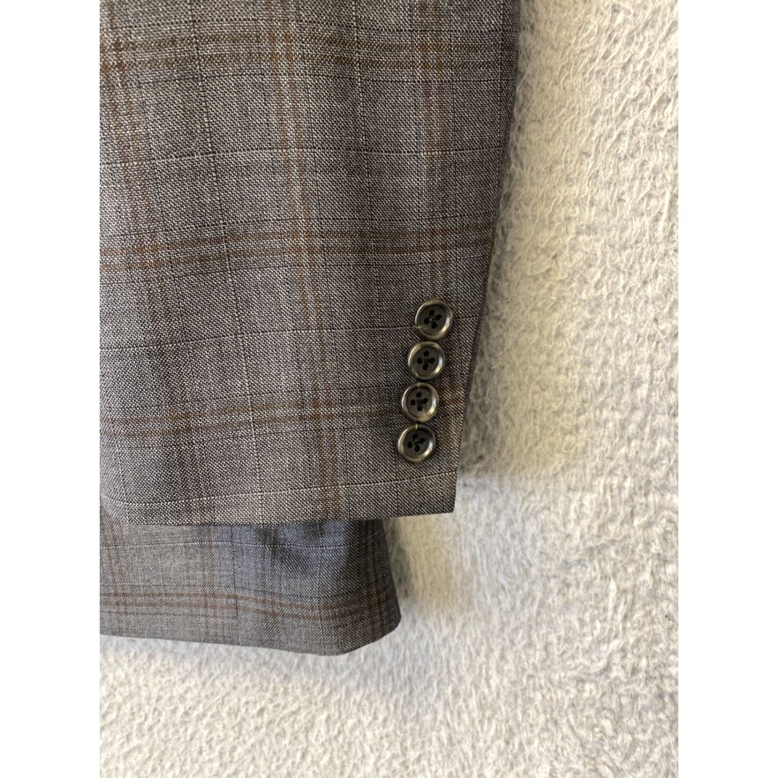 Jos. A. Bank VINTAGE Jos. A. Bank Men's Wool Blazer Jacket 40L Gray Brown Plaid Two-Button Fall Winter Sports Size 40L - 3 Thumbnail