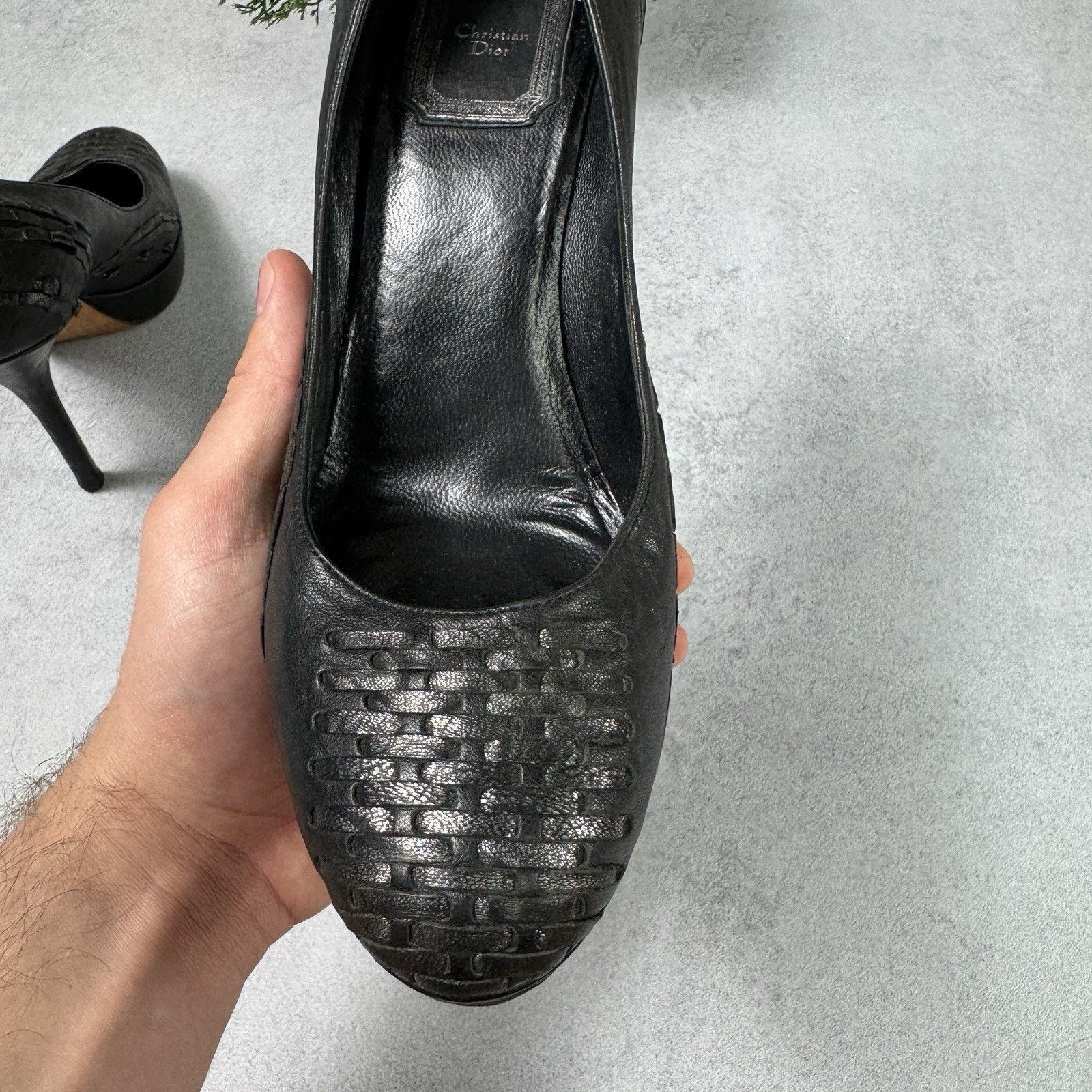 Dior CHRISTIAN DIOR Braided Leather Platform Pumps Black size 39 Size US 9 / IT 39 - 17 Thumbnail