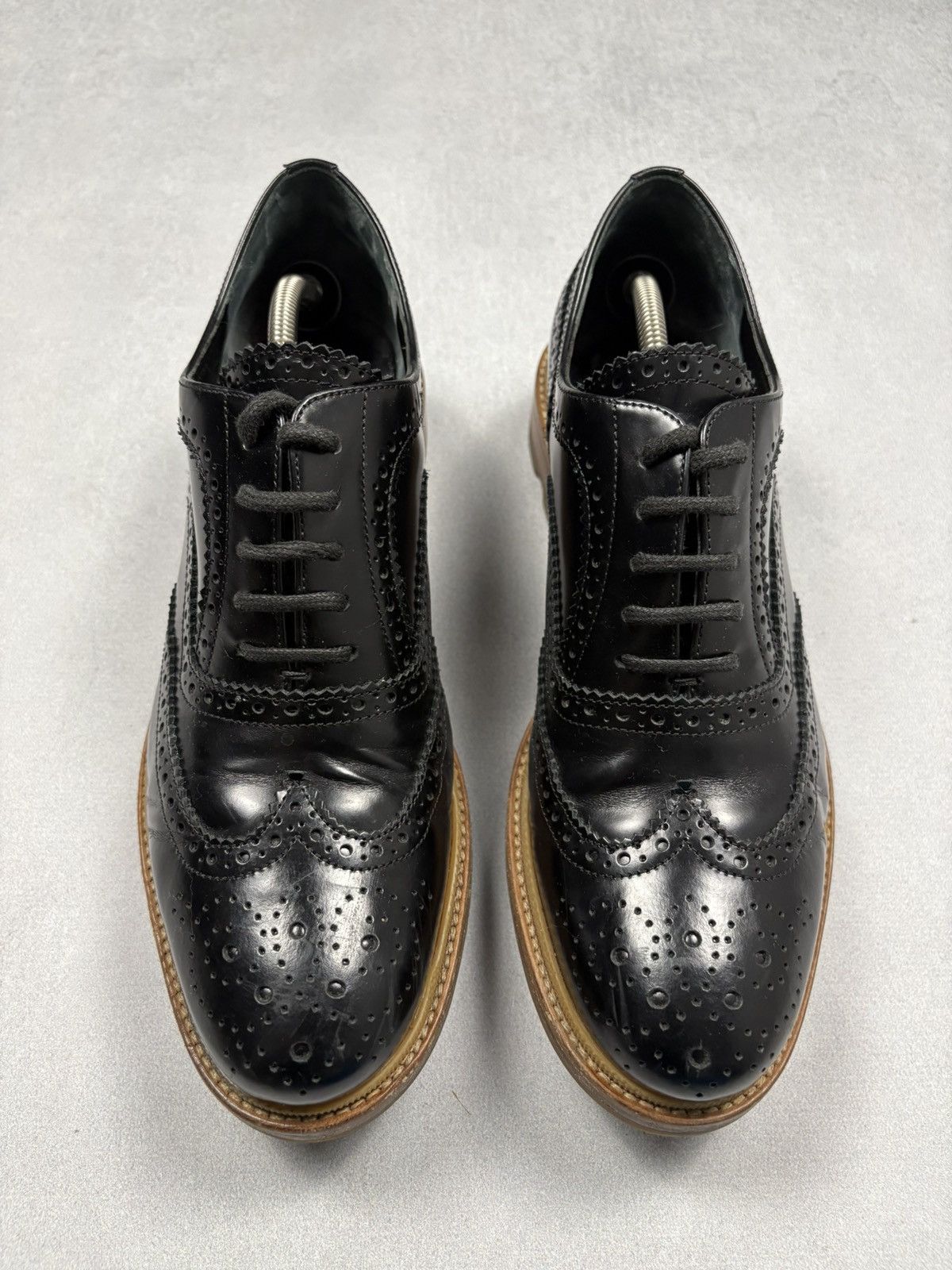 Jil Sander Jil Sander Black Leather Brogue Lug Sole Shoes Size 39 Rare Size US 6 / EU 39 - 2 Thumbnail