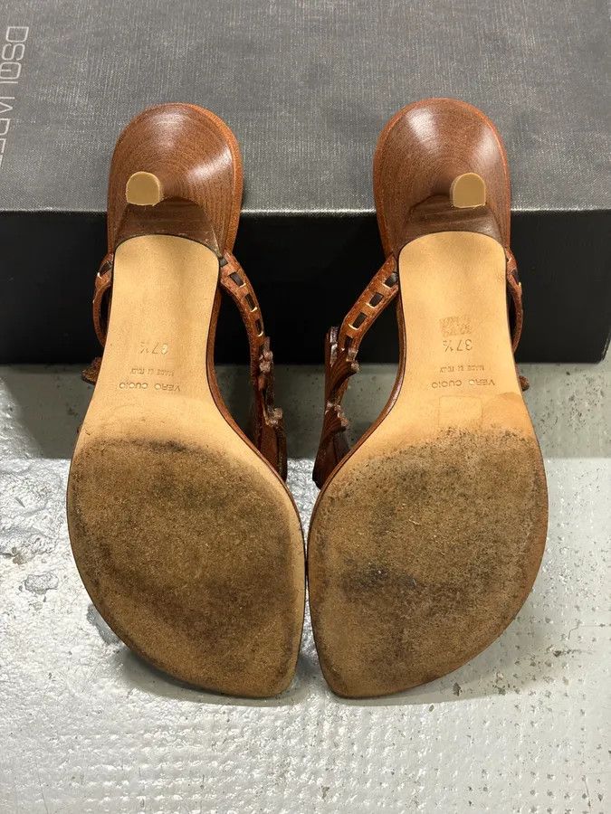 Dsquared2 2000s Dsquared2 Brown Leather Bird Winged Sandals Size US 6.5 / IT 36.5 - 5 Thumbnail