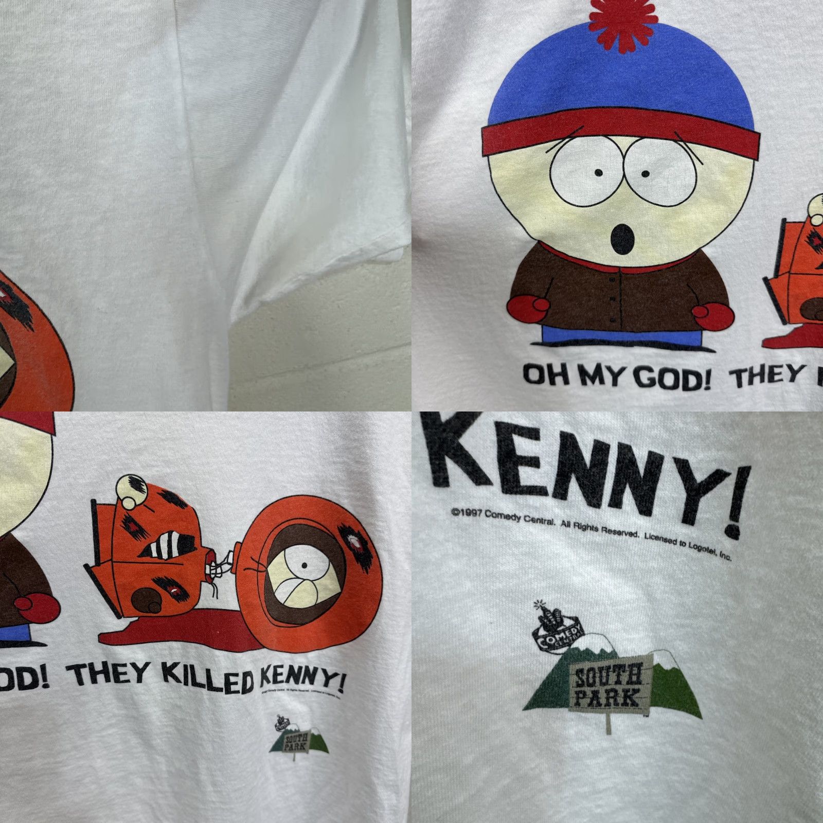 Gildan VINTAGE South Park T Shirt XL White 100% Cotton Kenny Graphic Print 1997 Comedy Central Mens Size US XL / EU 56 / 4 - 8 Thumbnail