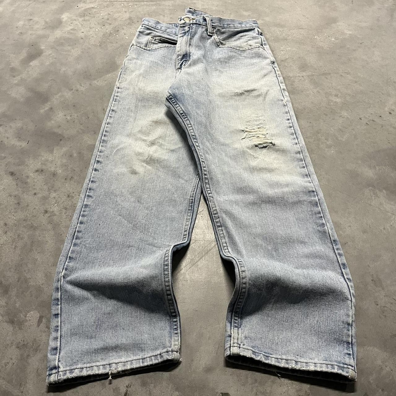 Japanese Brand Crazy Vintage Y2K/2000s Grunge Distressed Light Wash Denim Size US 34 / EU 50 - 3 Thumbnail