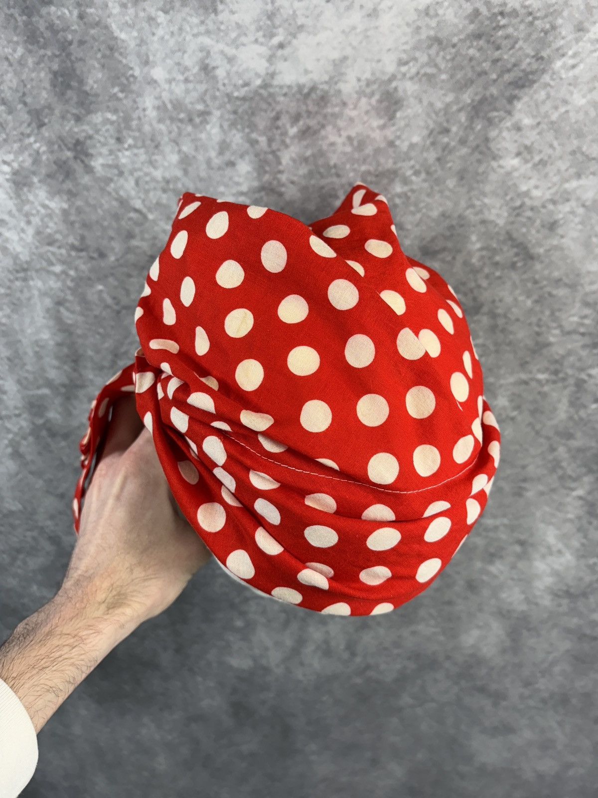 Vintage 1970s Vintage Bandana Pre-tied Headwrap Polka Dot Rosie Rive Size ONE SIZE - 10 Thumbnail