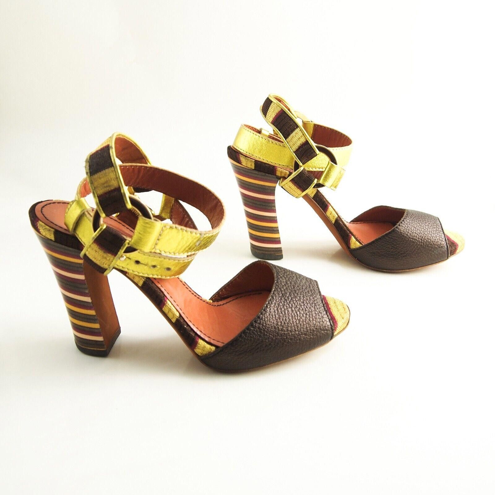 Missoni Missoni Sandals Brown Green Striped Leather US 8 EU 38 Size US 8 / IT 38 - 5 Thumbnail