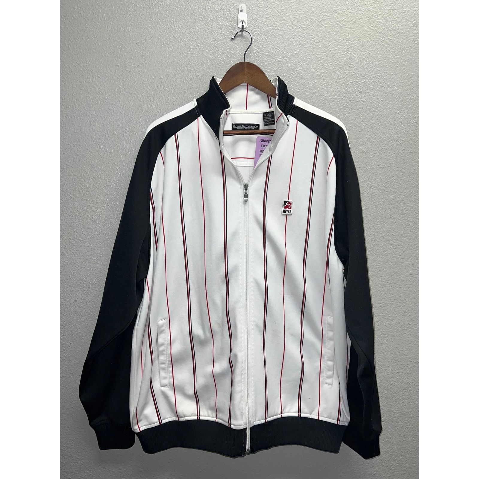 Vintage Y2K Enyce Track Jacket White Red Striped Full Zip 2000s XL Size US XL / EU 56 / 4 - 1 Thumbnail