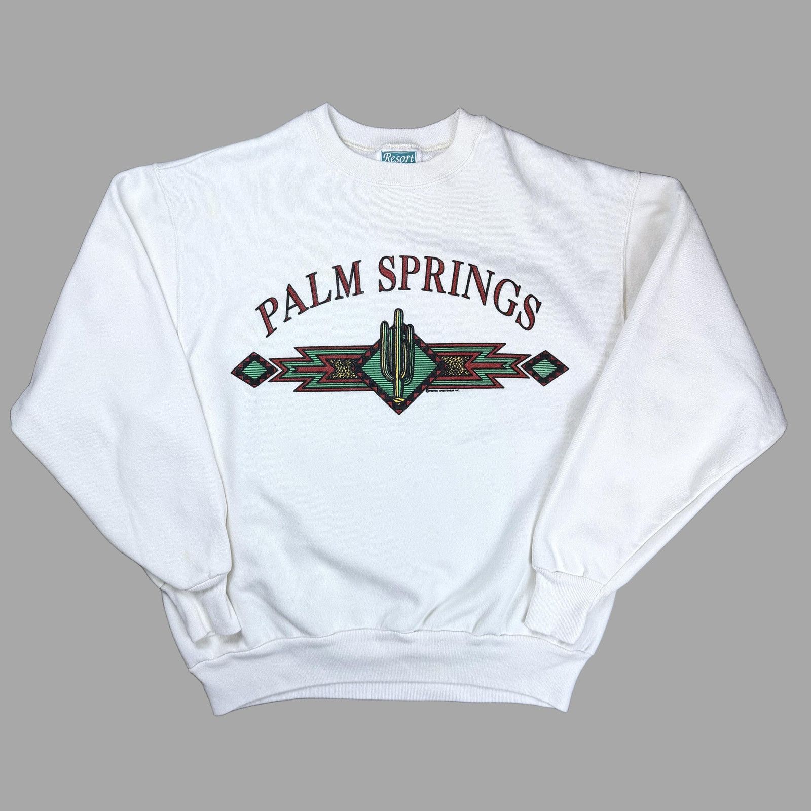 Vintage Vintage 90s Palm Springs Sweatshirt Crewneck White Large Size US L / EU 52-54 / 3 - 3 Thumbnail
