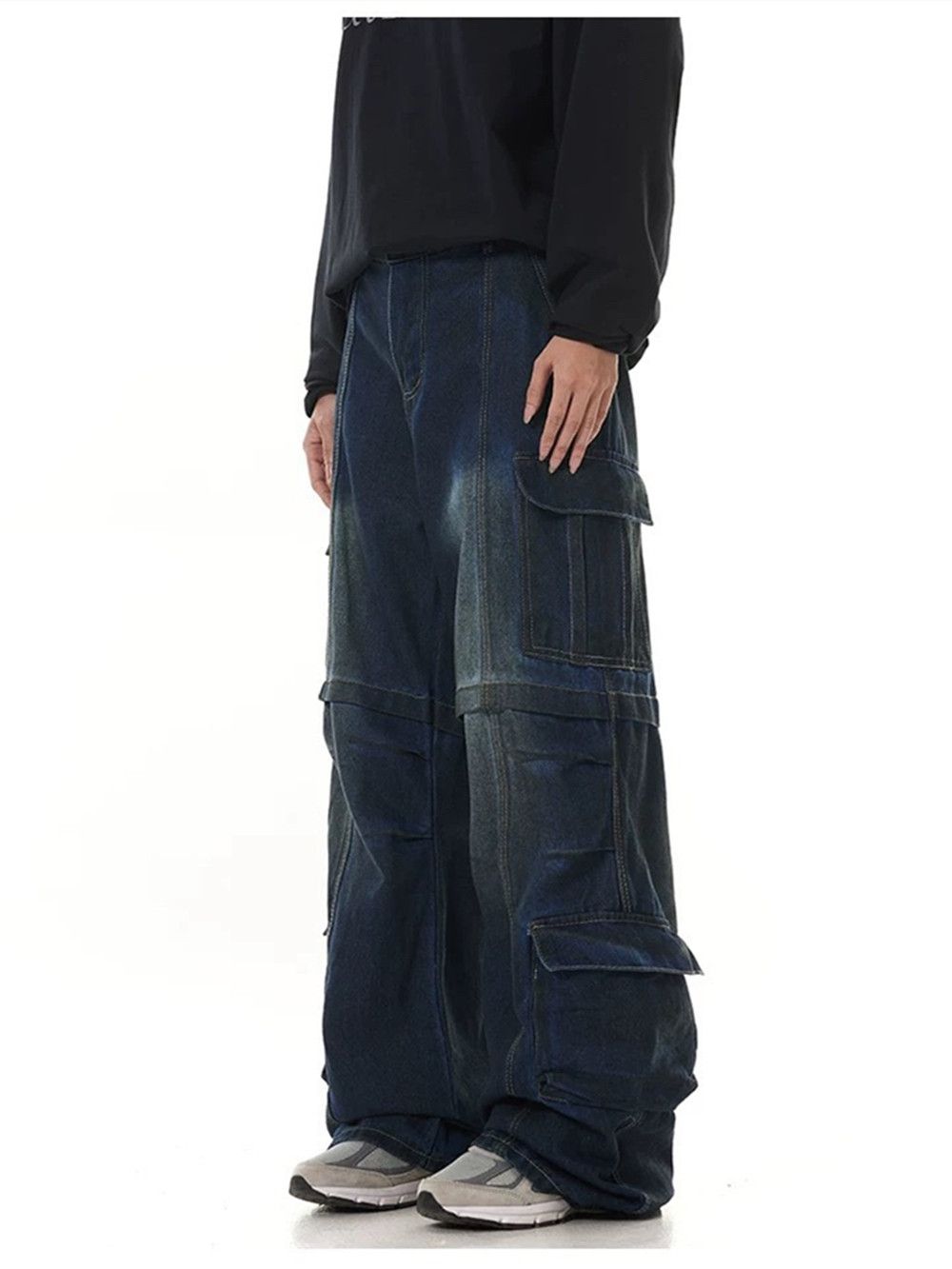 Japanese Brand Custom Dirty Cargo Denim Size US 29 - 2 Thumbnail