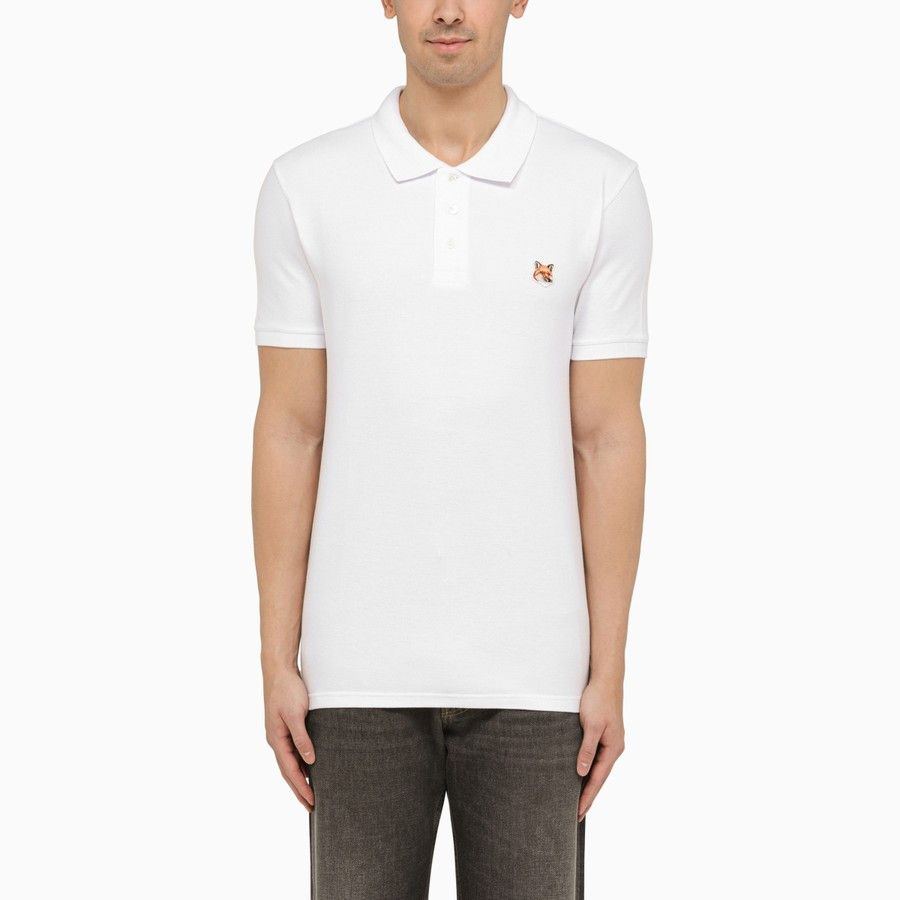 image of Maison Kitsune O1D2Blof0424 Logo Polo Shirts In White, Men's (Size Large)